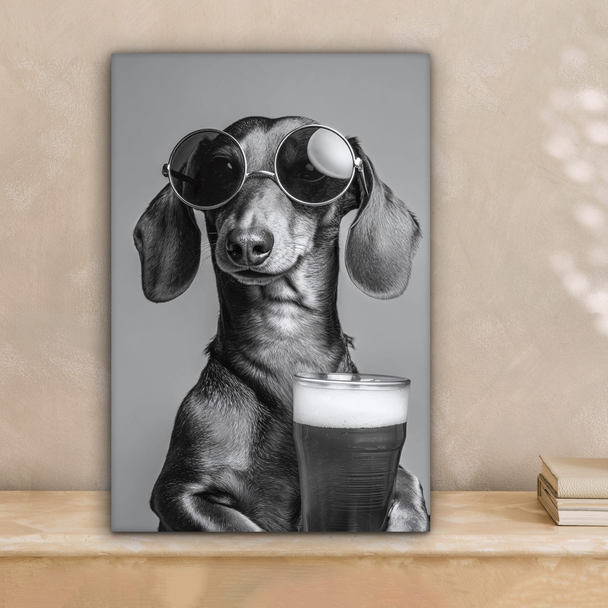 OneMillionCanvasses® Leinwandbild Dackel - Bier - Gläser - Gläser, Fotodruc günstig online kaufen