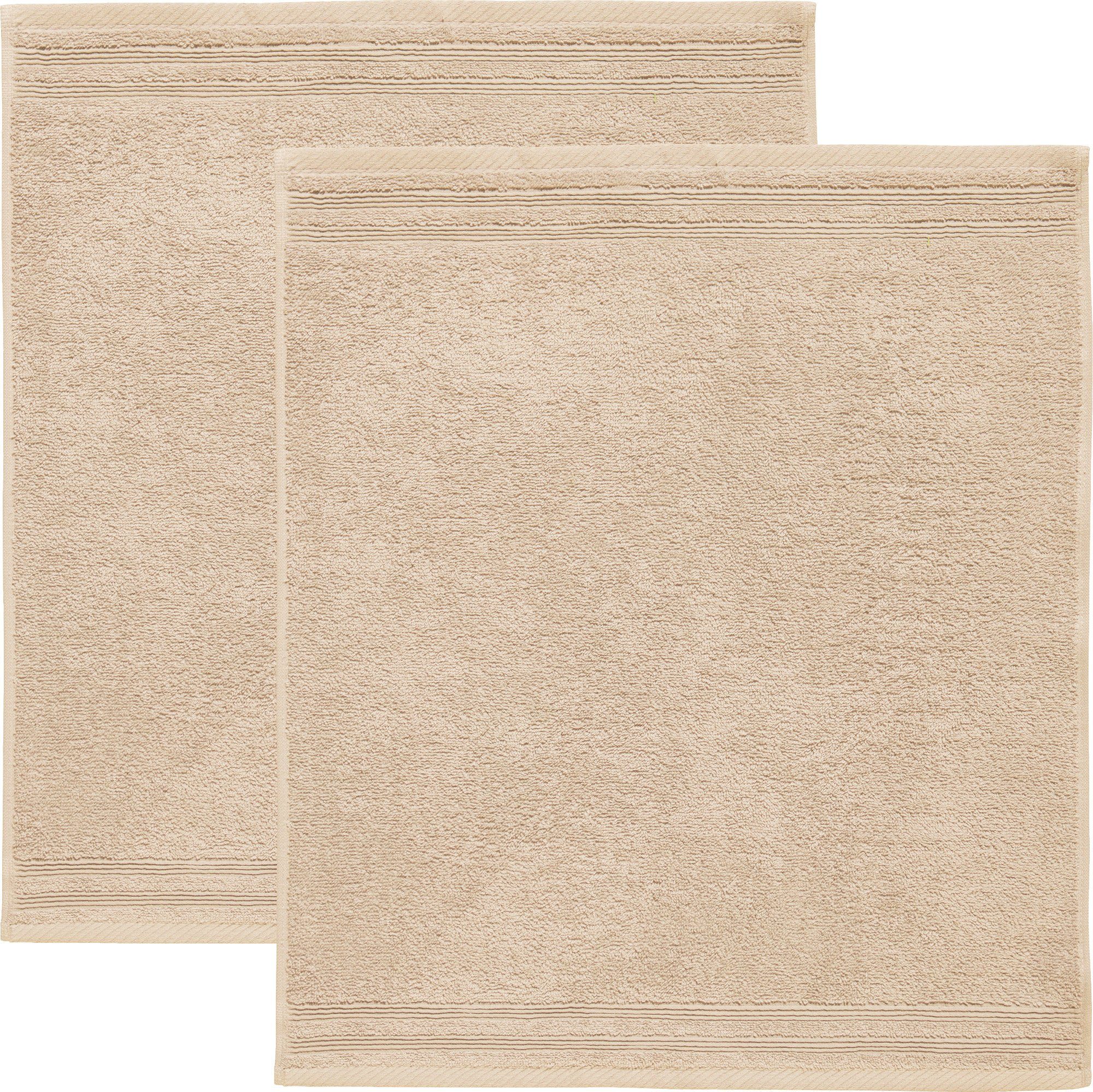 Erwin Müller Geschirrtuch Frottier-Geschirrtuch Uni 2er-Pack, beige Walk-Frottier (2-tlg)