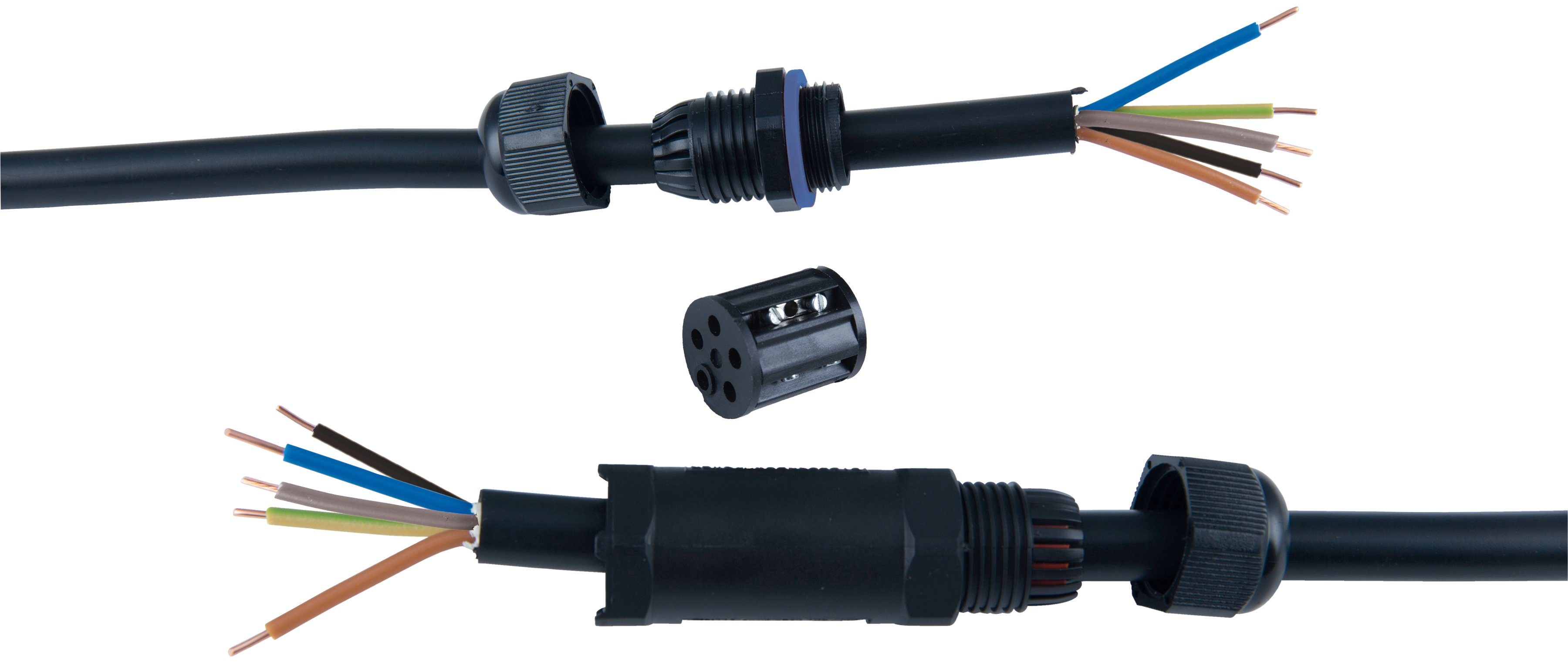 1 m Verbindungsmuffe HEITRONIC Kabel-Verbindungsstück Kabelmuffe IP68, wasserdicht 1-tlg., bis 5-polig Wassertiefe