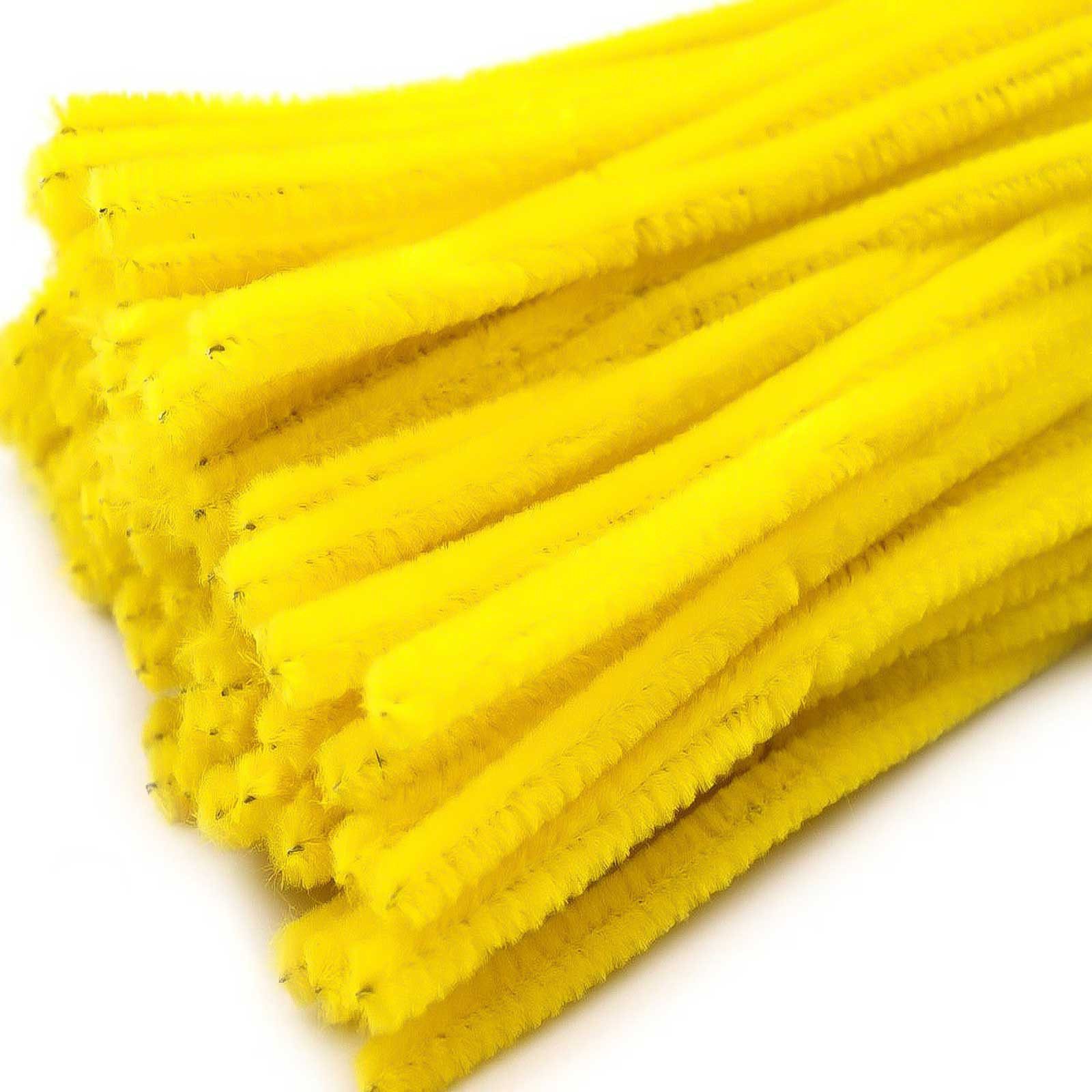 maDDma Basteldraht 20 Draht Pfeifenreiniger 6 mm Länge 30cm CHENILLE Farbe wählbar, gelb