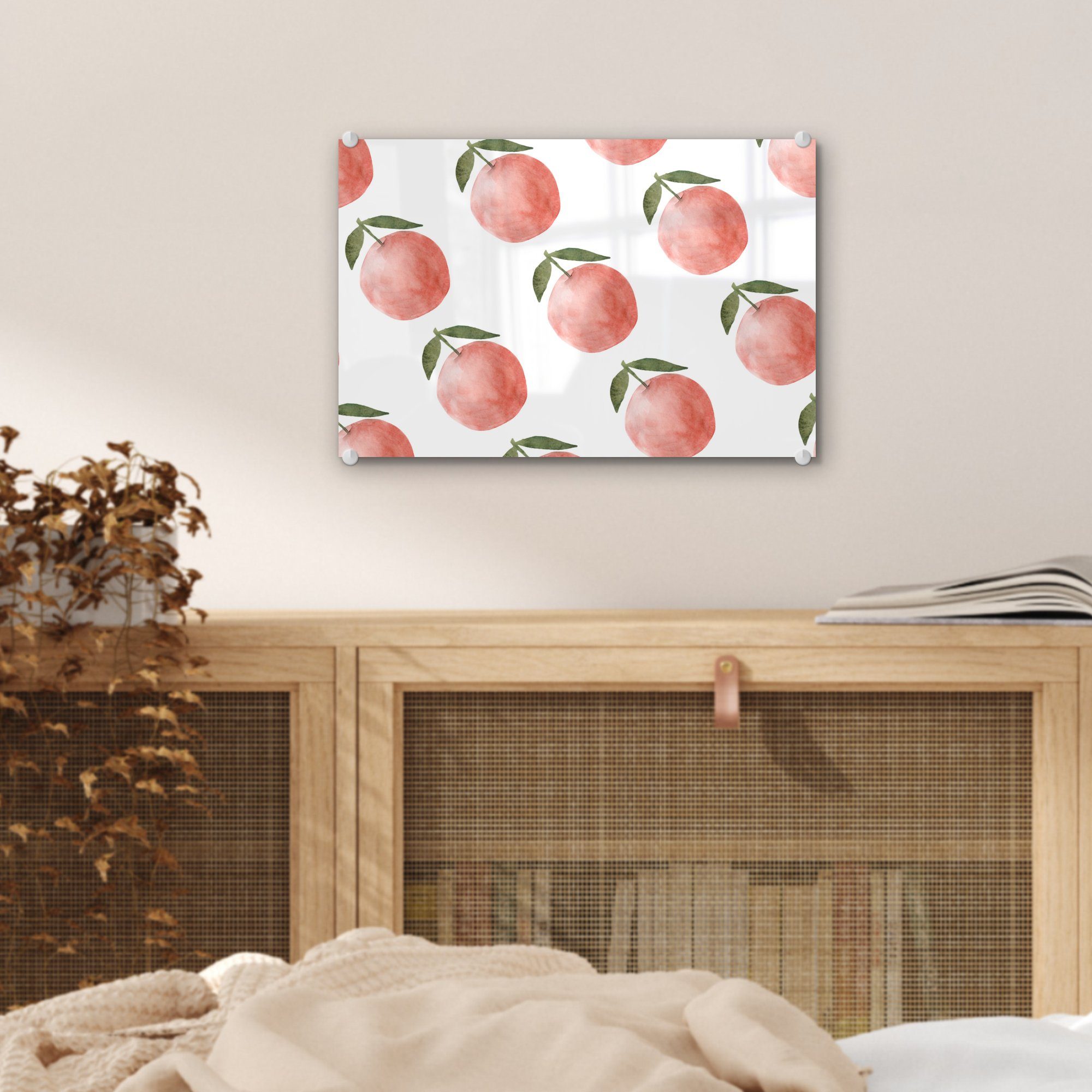 Obst - Wanddekoration auf Bilder Äpfel - Glas Schablonen, - Acrylglasbild - - MuchoWow (1 Foto Glas Glasbilder auf St), Wandbild