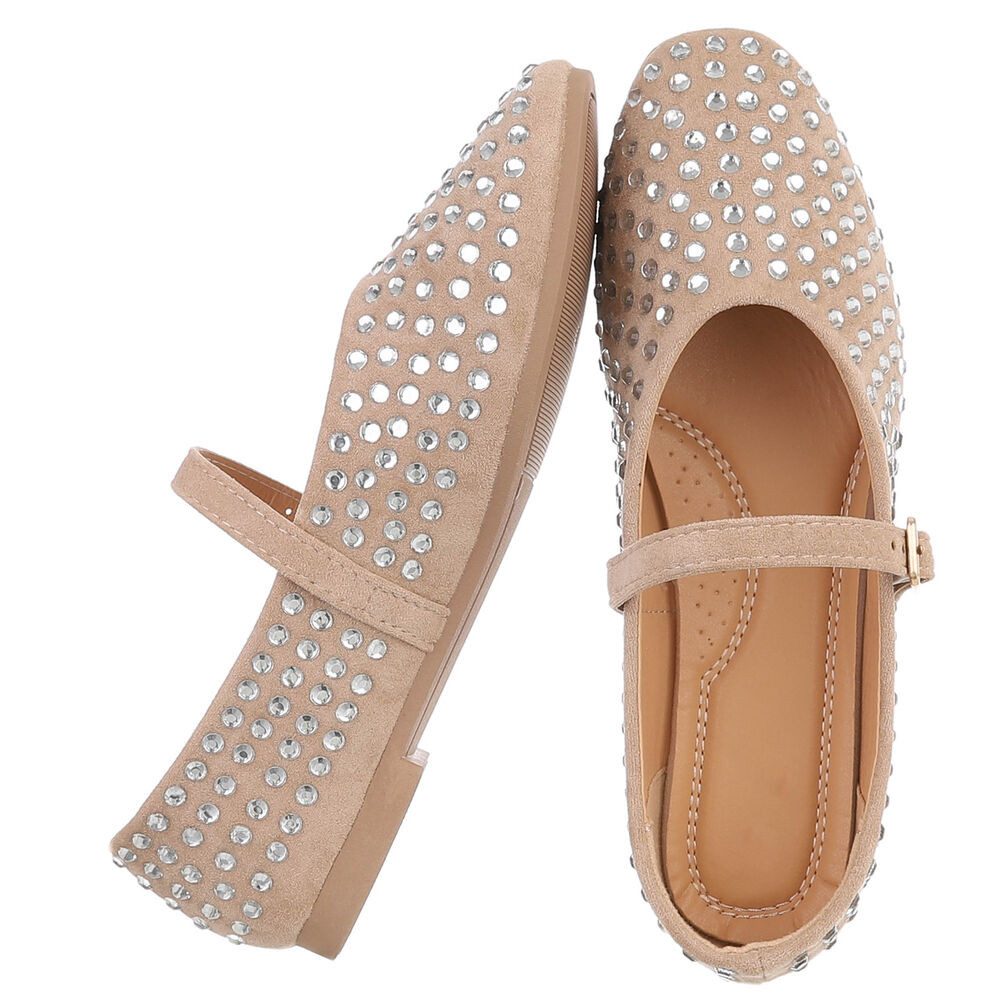 Ital-Design Bequemer Damenschuh mit Dekorativen Details für Freizeit Schnürpumps (91554530) Blockabsatz Riemchenballerinas in Hellbraun