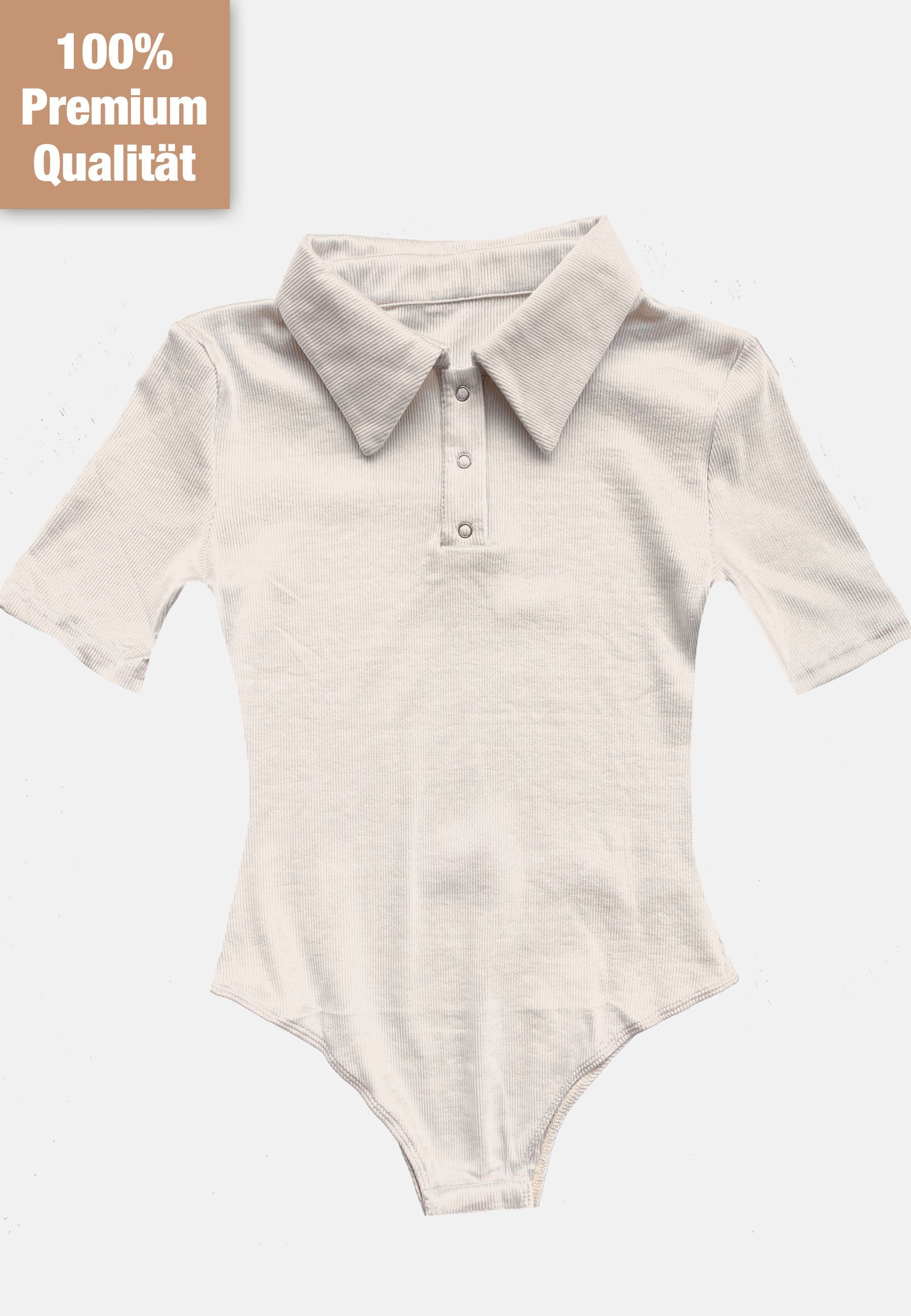 #1 Topseller Kurzarmbody Premium Kurzarm Body Shirt mit Druckknöpfen Beige