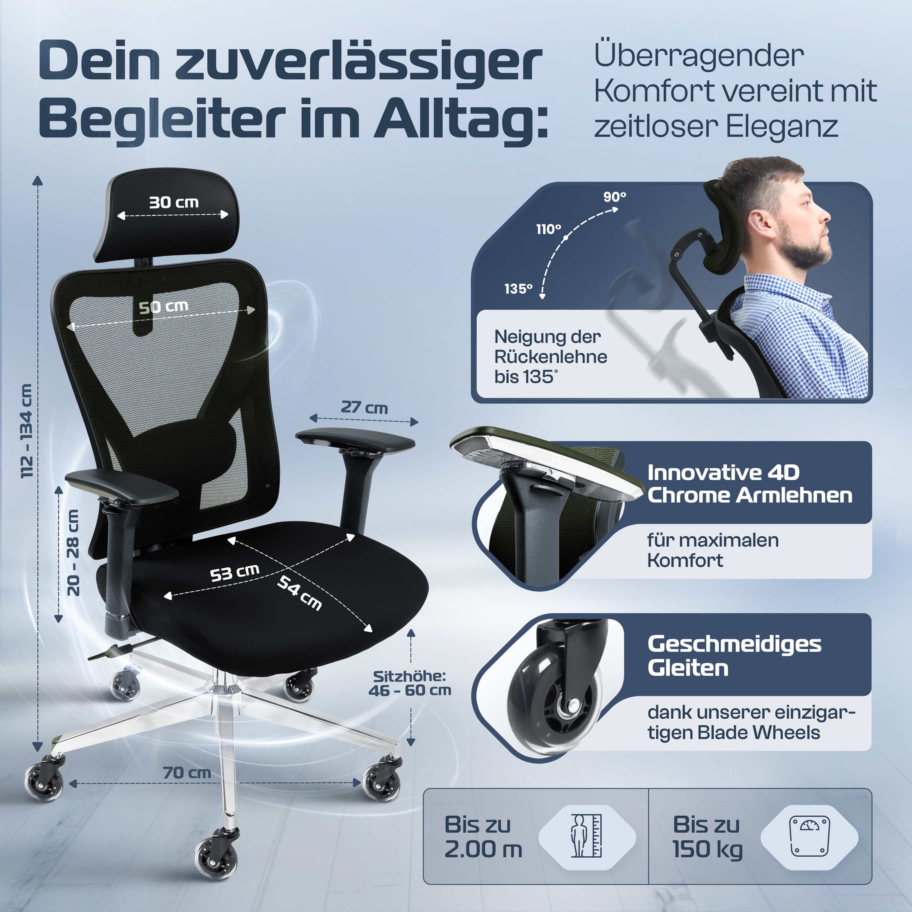 CLOUVOU Bürostuhl ergonomisch, CleverSeat Schreibtischstuhl bis günstig online kaufen
