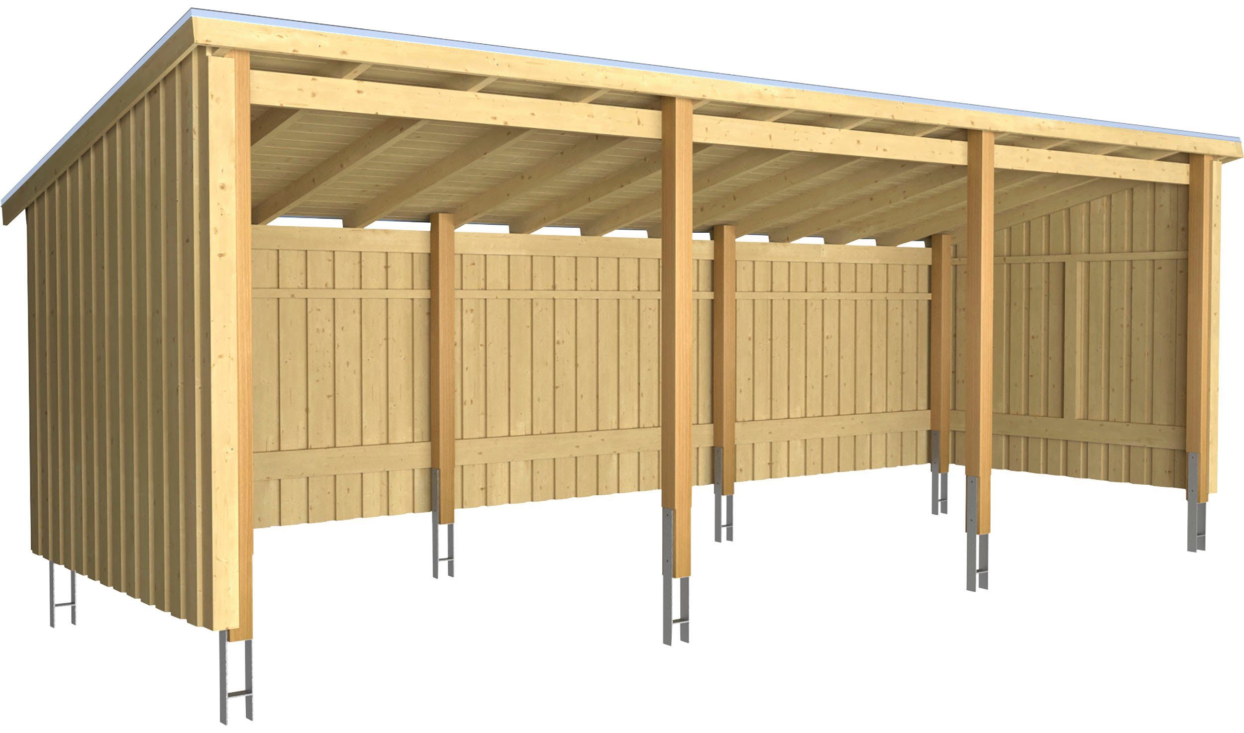 PLUS Gartenhaus Nordic Multi, BxT: 218x635 cm, (Packung), Gartenhaus 14 m², 3 Module, inkl. Dachpappe/Aluleisten/H-Füße