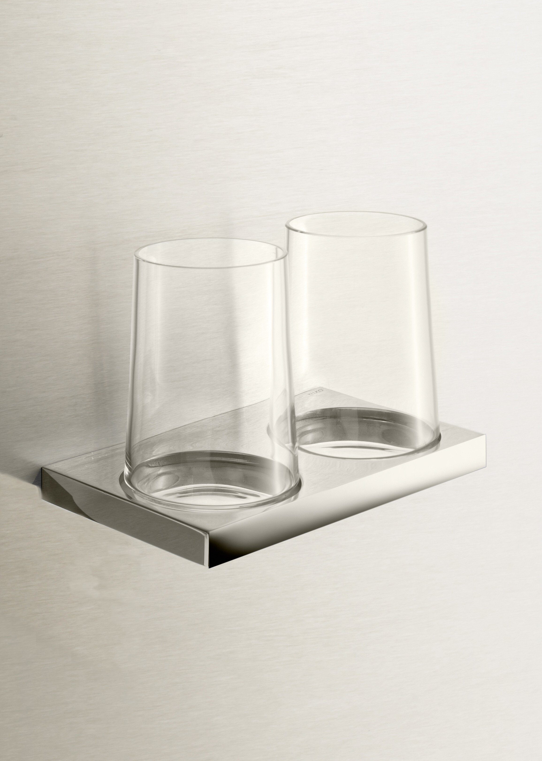 Keuco Zahnputzbecher Edition 11 mit 2 Kristallgläsern und Wandhalterung aus Metall, (Komplett-Set), vechromt, Made in Germany, Wandmontage, inkl. Schrauben und Dübel