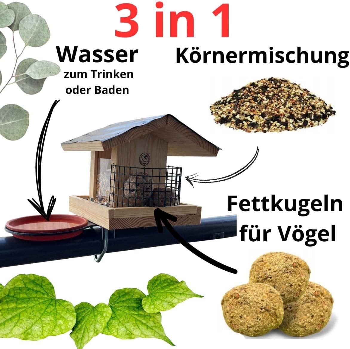 Stafeco Vogelhaus Vogelfutterhaus für Balkon und Garten Futterhaus Handarbe günstig online kaufen