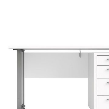 ebuy24 Schreibtisch Prisme Schreibtisch mit Rollcontainer weiss