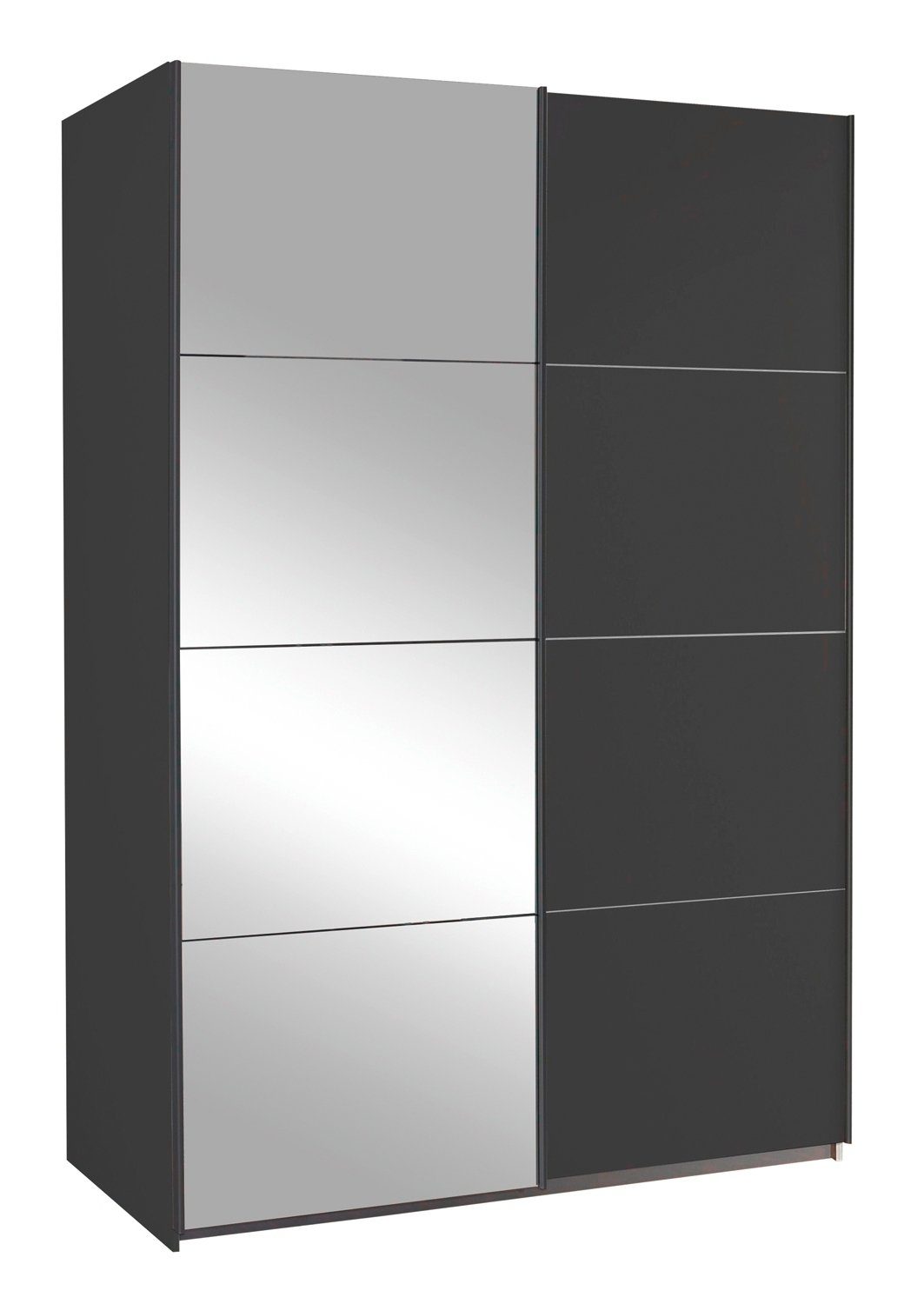 rauch Schwebetürenschrank QUADRA, Grau Metallic, B 136 cm x H 210 cm, mit Spiegel