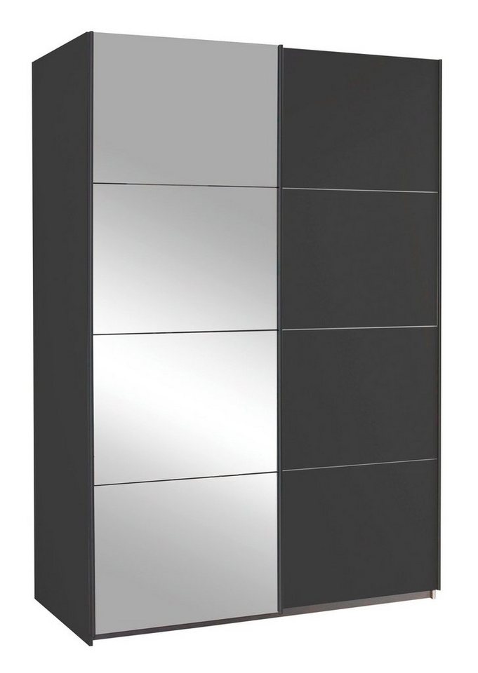 rauch Schwebetürenschrank QUADRA, Grau Metallic, B 136 cm x H 210 cm, mit  Spiegel