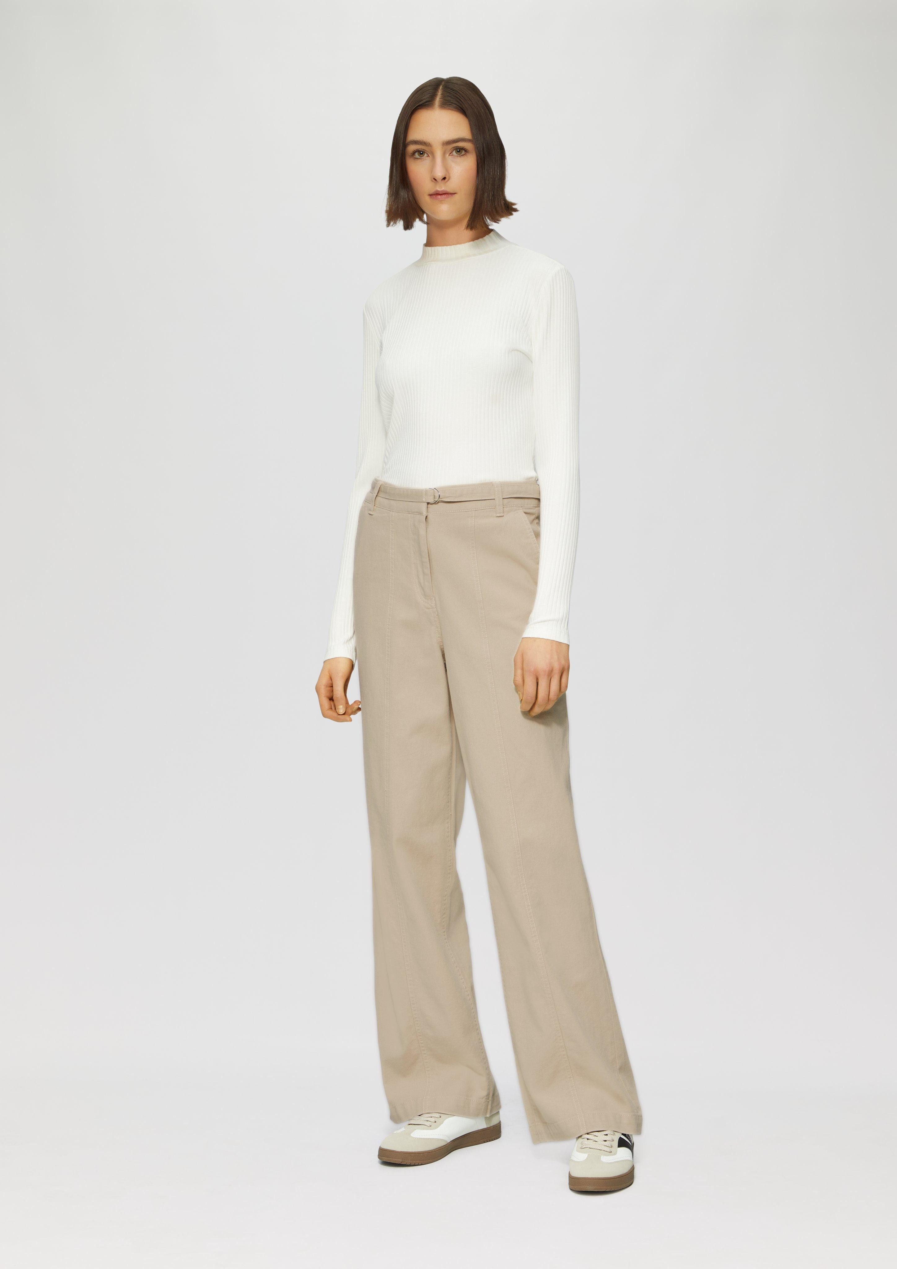 s.Oliver Stoffhose Wide-Leg-Hose aus Twill mit Gürtel
