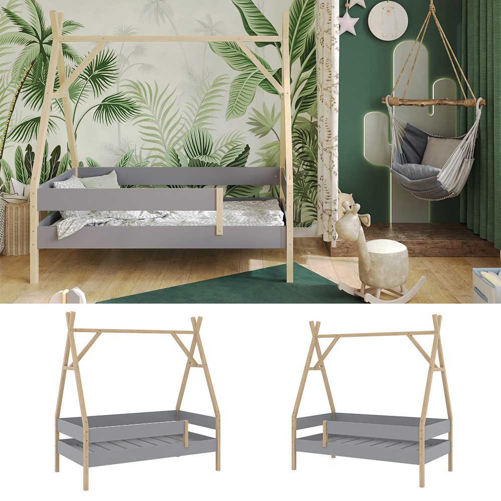 VitaliSpa® Kinderbett Bali, Grau, 80x160 cm (1-tlg)