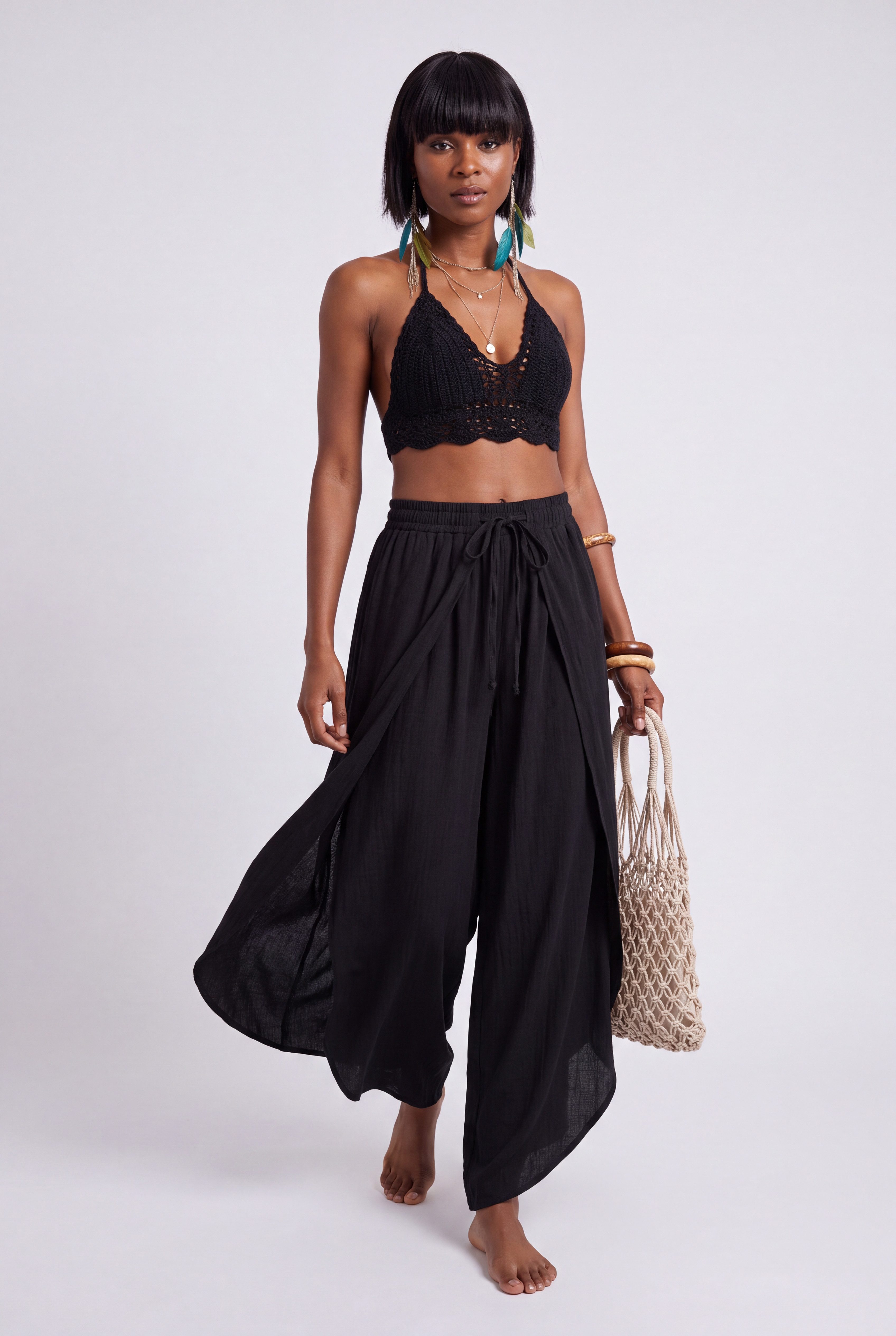 YC Fashion & Style Haremshose Boho Wickelhose im Lagenlook – Luftige Sommerhose Viskose mit elastischem Bund
