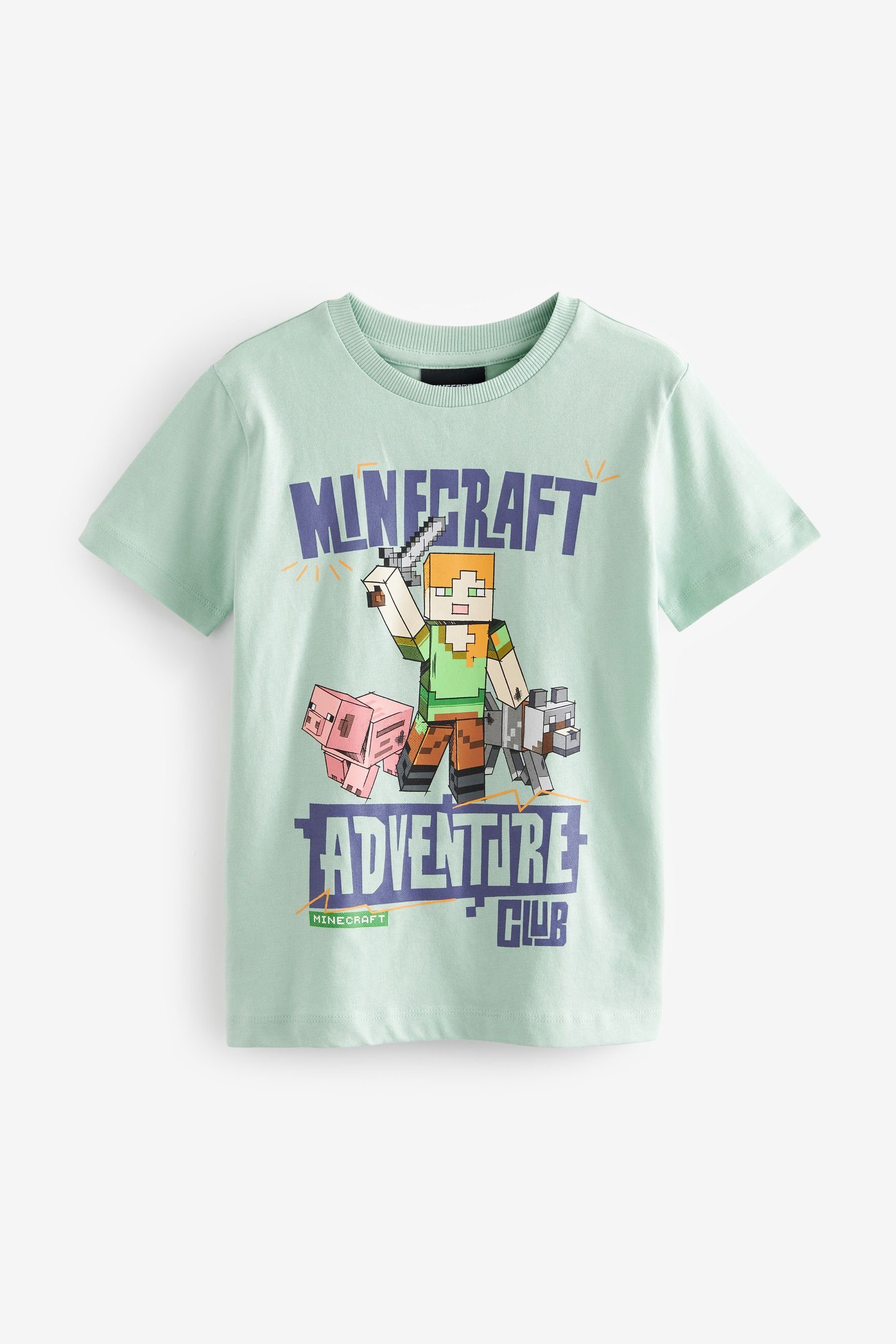 Next T-Shirt Lizenziertes T-Shirt mit Allover-Print (1-tlg) Mint Green
