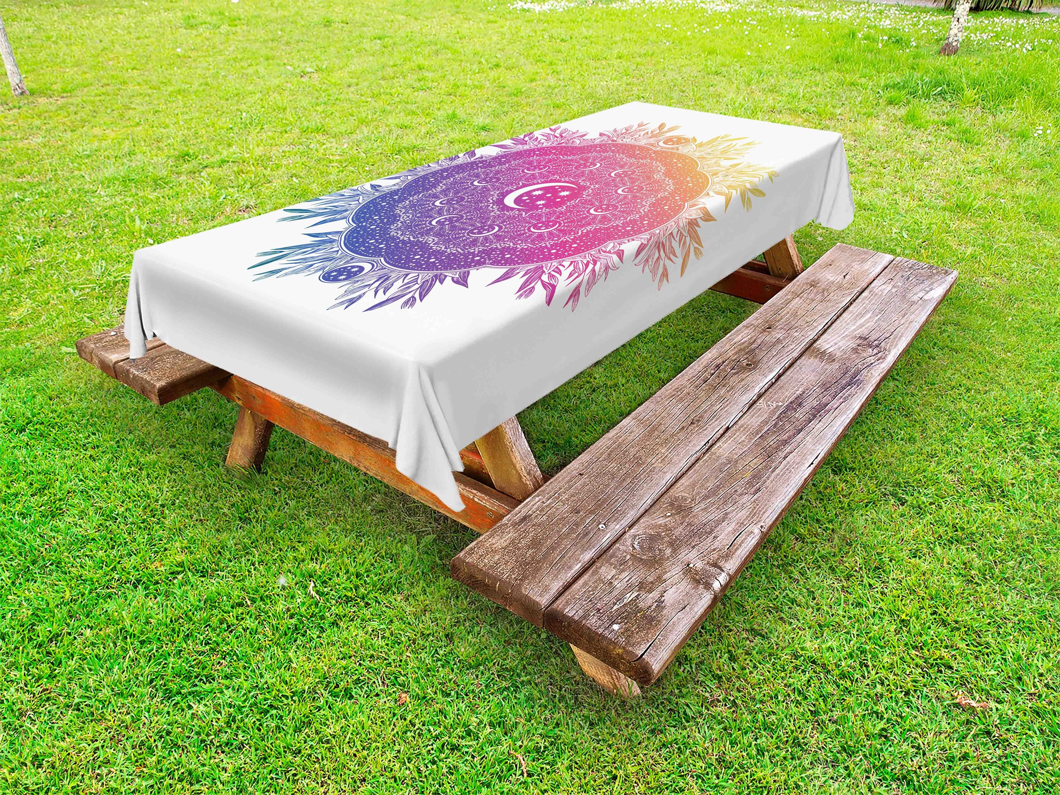 Abakuhaus Raum Galaxy Aufwändige Tischdecke Picknick-Tischdecke, dekorative waschbare Mandala Mond