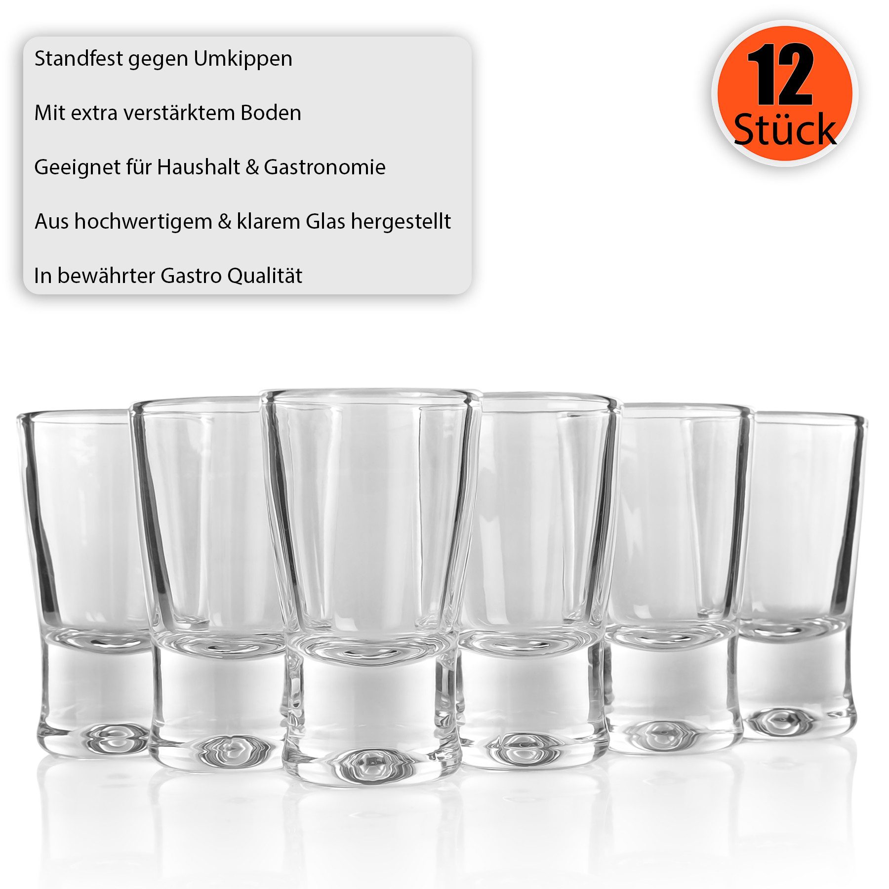 BigDean Schnapsglas 2cl in Geschenkbox – hochwertige Shotgläser lebensmittelecht, 12-tlg., Glas, Robustes Glas, Langlebige Qualität, Elegante Form, Vielseitig. – Bild 4 von 5