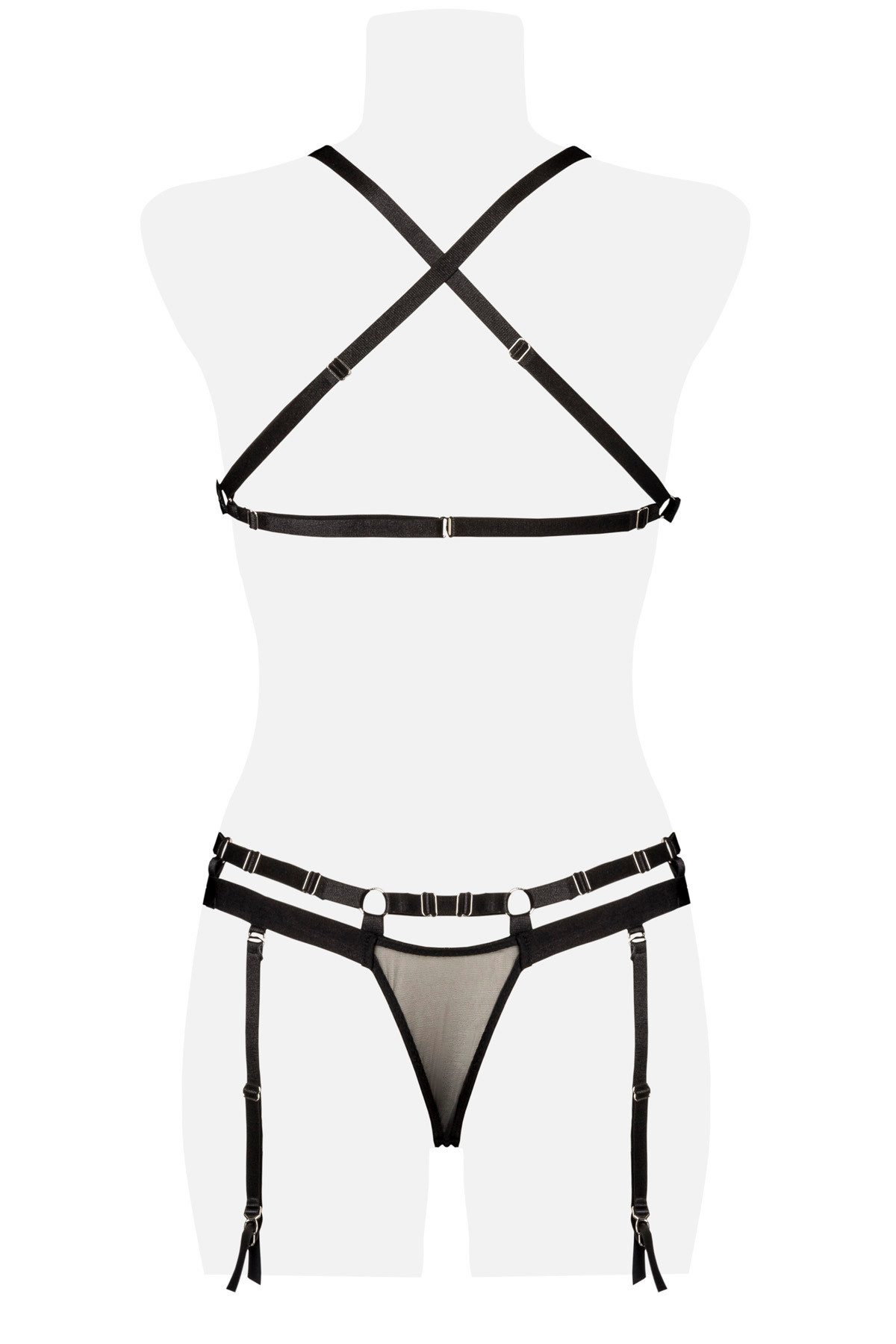 Grey Velvet Strapsgürtel Frauen Dessous Straps Bandage Set aus Triangel BH und String mit Strap