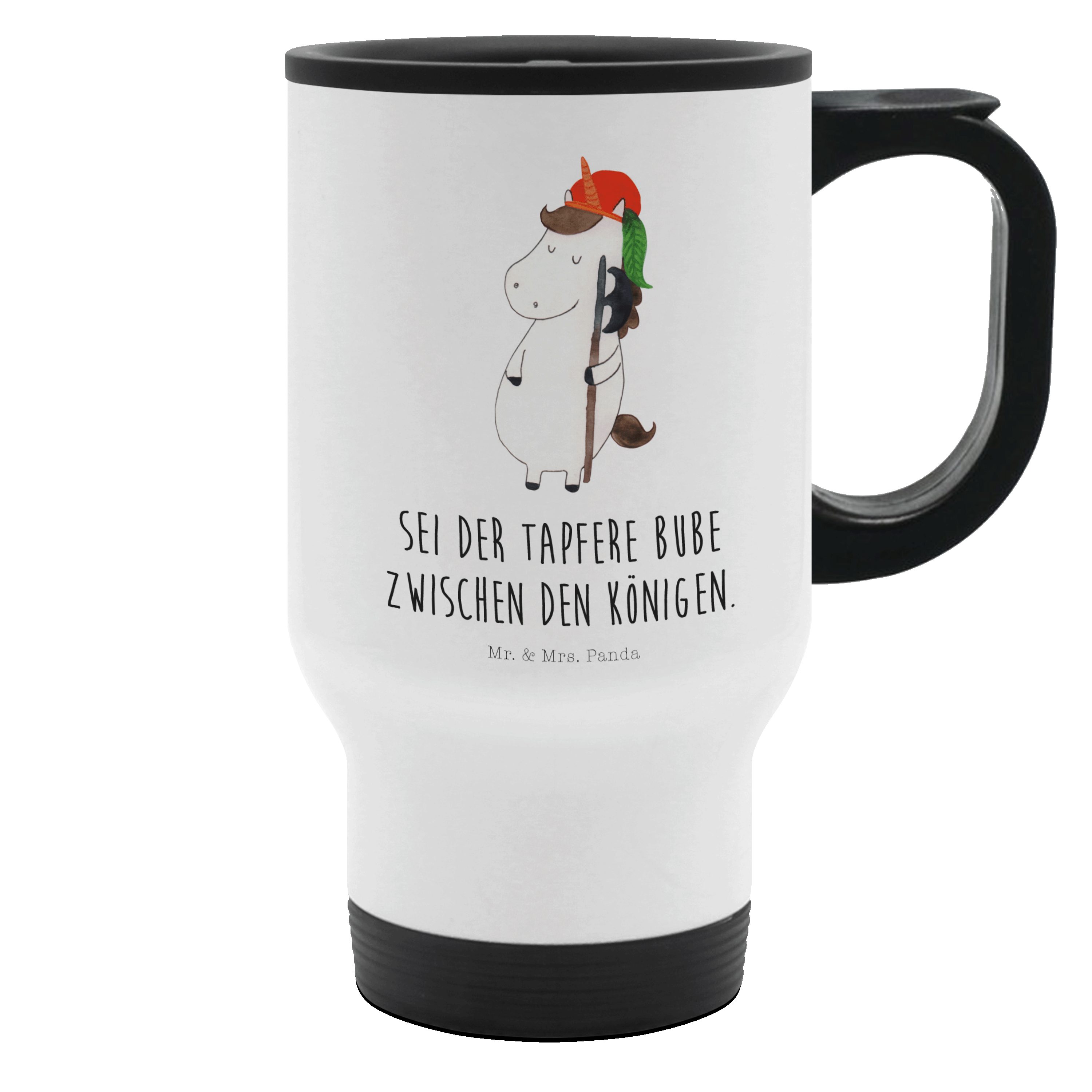 Mr. & Mrs. Panda Thermobecher Einhorn Junge, Camping Becher, Weiß, thermosbecher, Einhörner, Deko, Edelstahl, heißgetränke becher Thermobecher To Go Isolierbecher Edelstahl