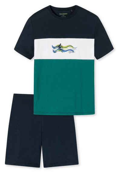 Schiesser Pyjama Aquatic Flow (Set, 2 tlg) Schlafanzug - Baumwolle -