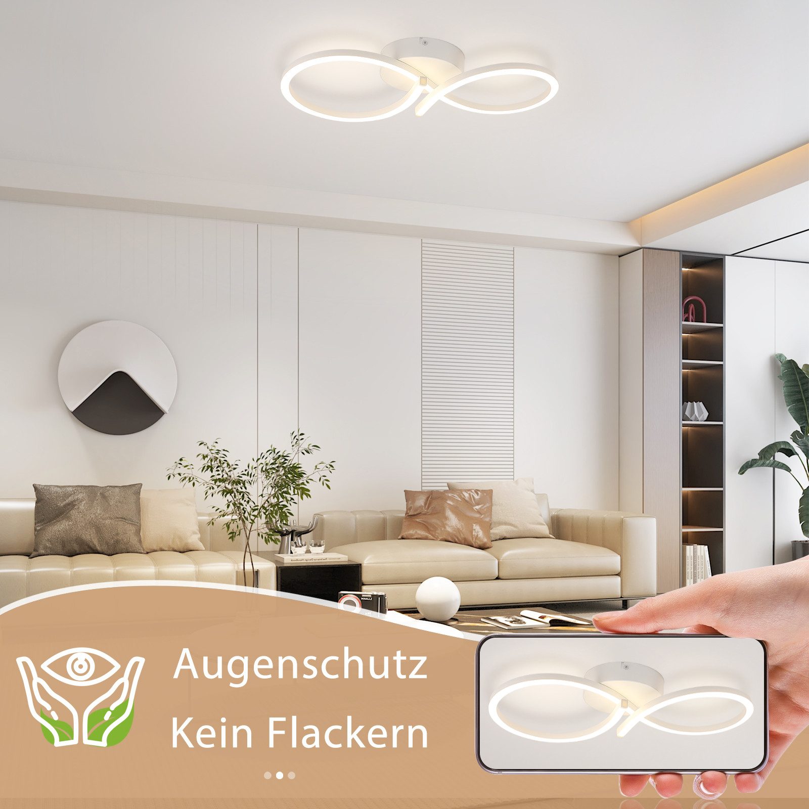 Nettlife LED Deckenleuchte Wohnzimmer 24W Modern günstig online kaufen