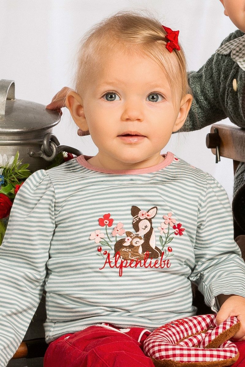 BONDI Trachtenbluse Trachtenshirt Baby/Kleinkind - BAMBI - stripe blue/offwhite