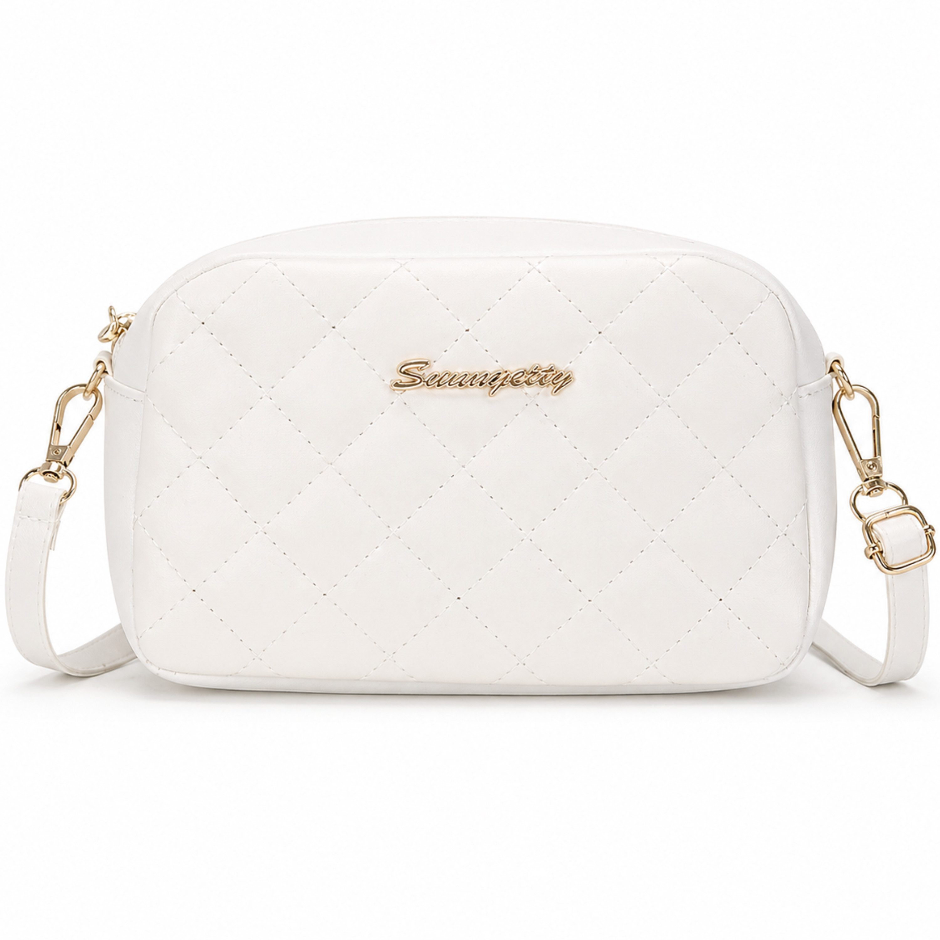 StellarLuma Handtasche Handtasche Damenhandtasche Umhängetasche Schultertasche Crossbody Bag, Weiße Damen Umhängetasche mit Gold-Details und Crossbody-Riemen