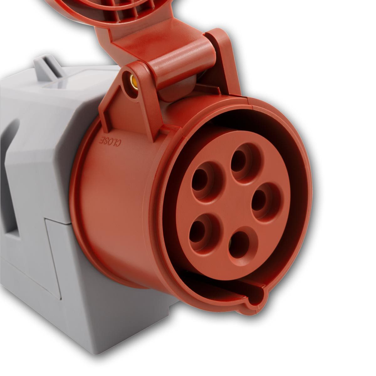 McPower CEE-Stecker CEE-Wandsteckdose AP, 16A/415V, IP44, rot/grau