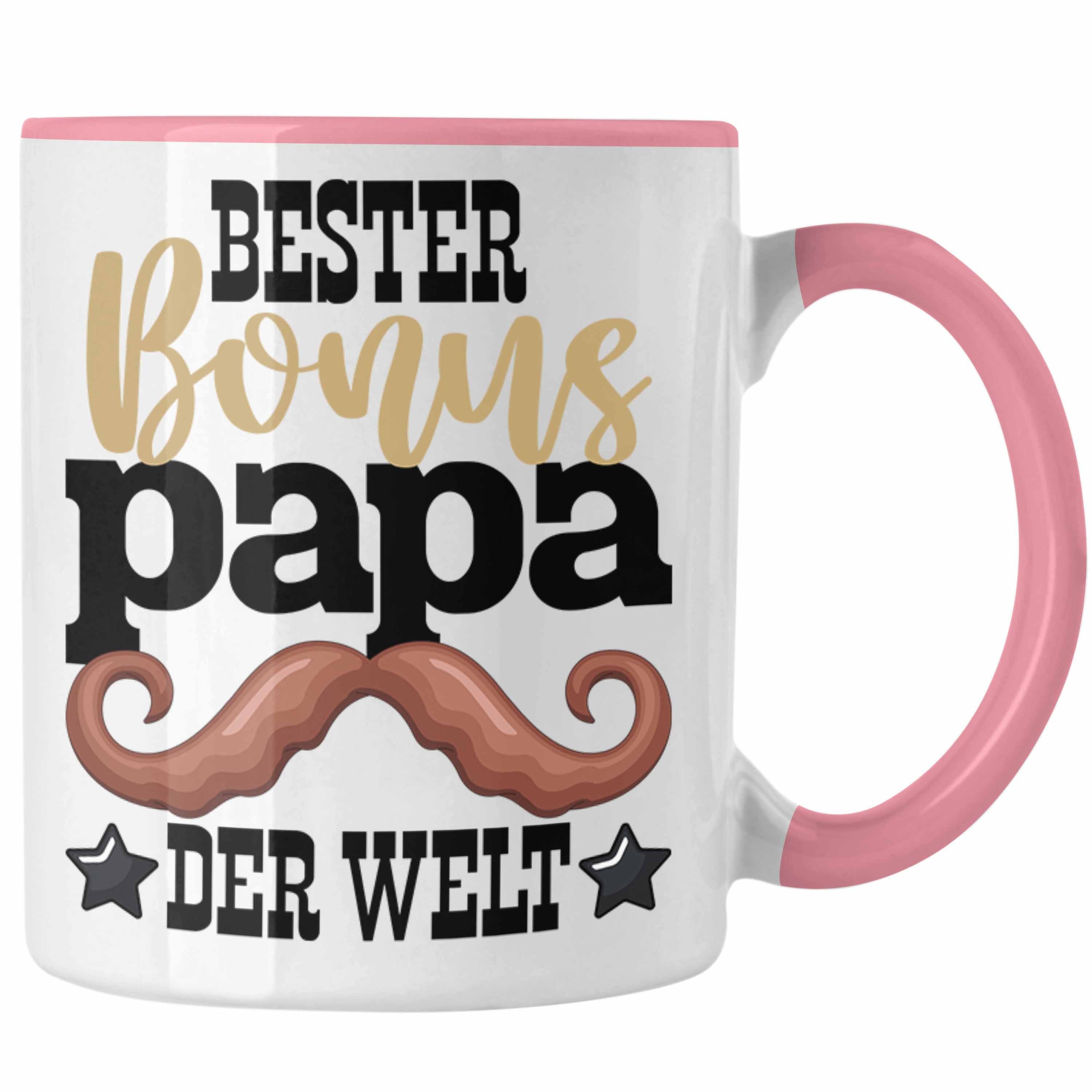 Trendation Tasse Bester Bonus Papa Der Welt Tasse Stiefvater Geschenk Stiefvater Vater Rosa