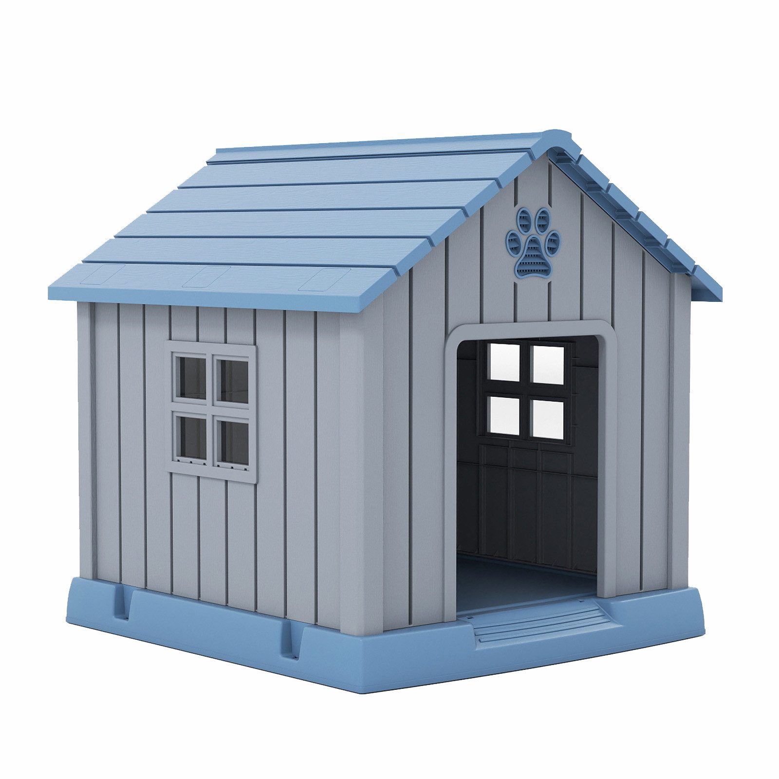 KOMFOTTEU Hundehütte, mit Schrägdach, Gute Belüftung & erhöhter Boden