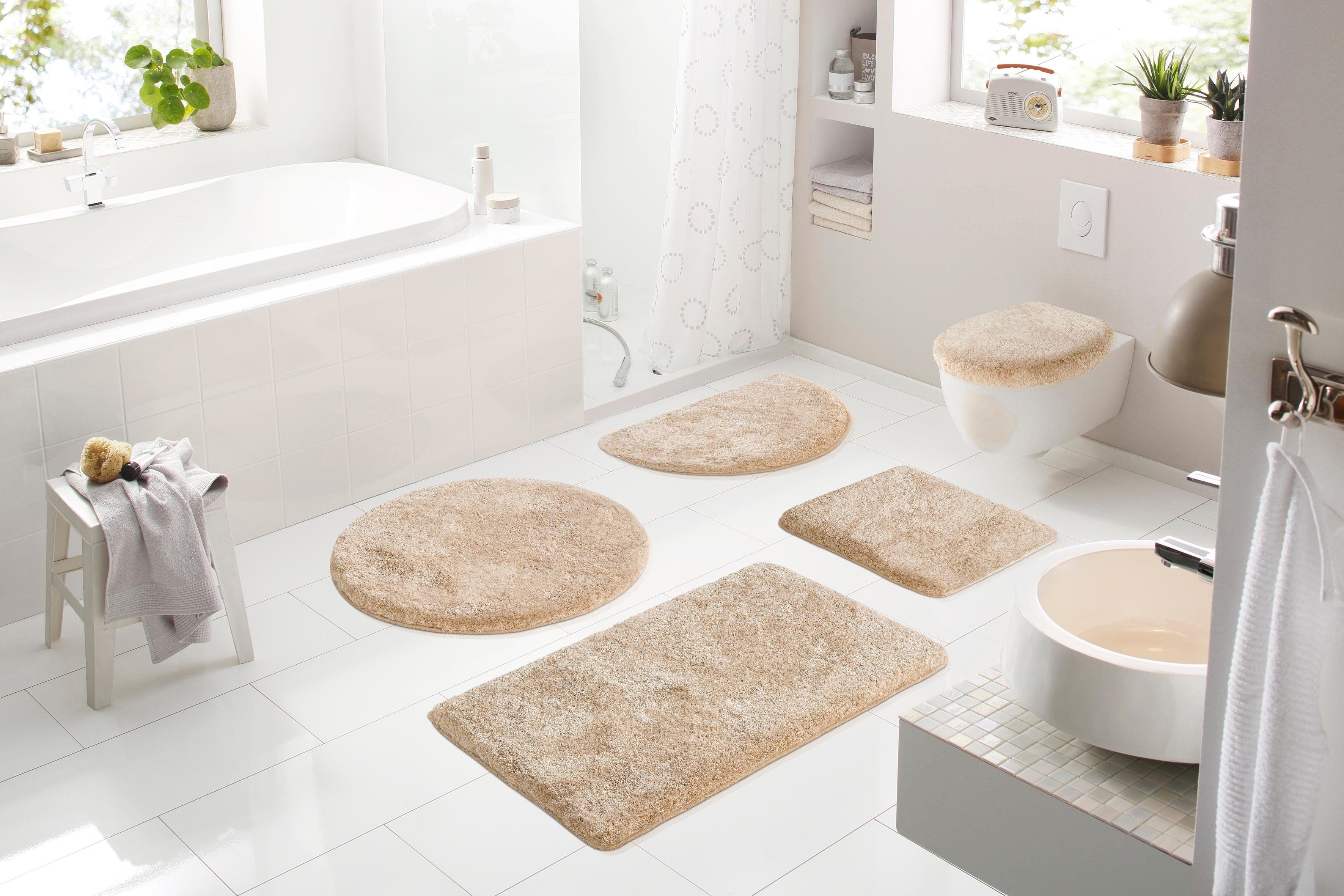 Grund Badematte Melos, Badvorleger, Badezimmer Teppich, sehr weich, Höhe 27 mm, rutschhemmend beschichtet, fußbodenheizungsgeeignet, Kunstfaser, rechteckig, melierte Optik, sehr weicher Flor, Melange-Effekt, Made in Europe
