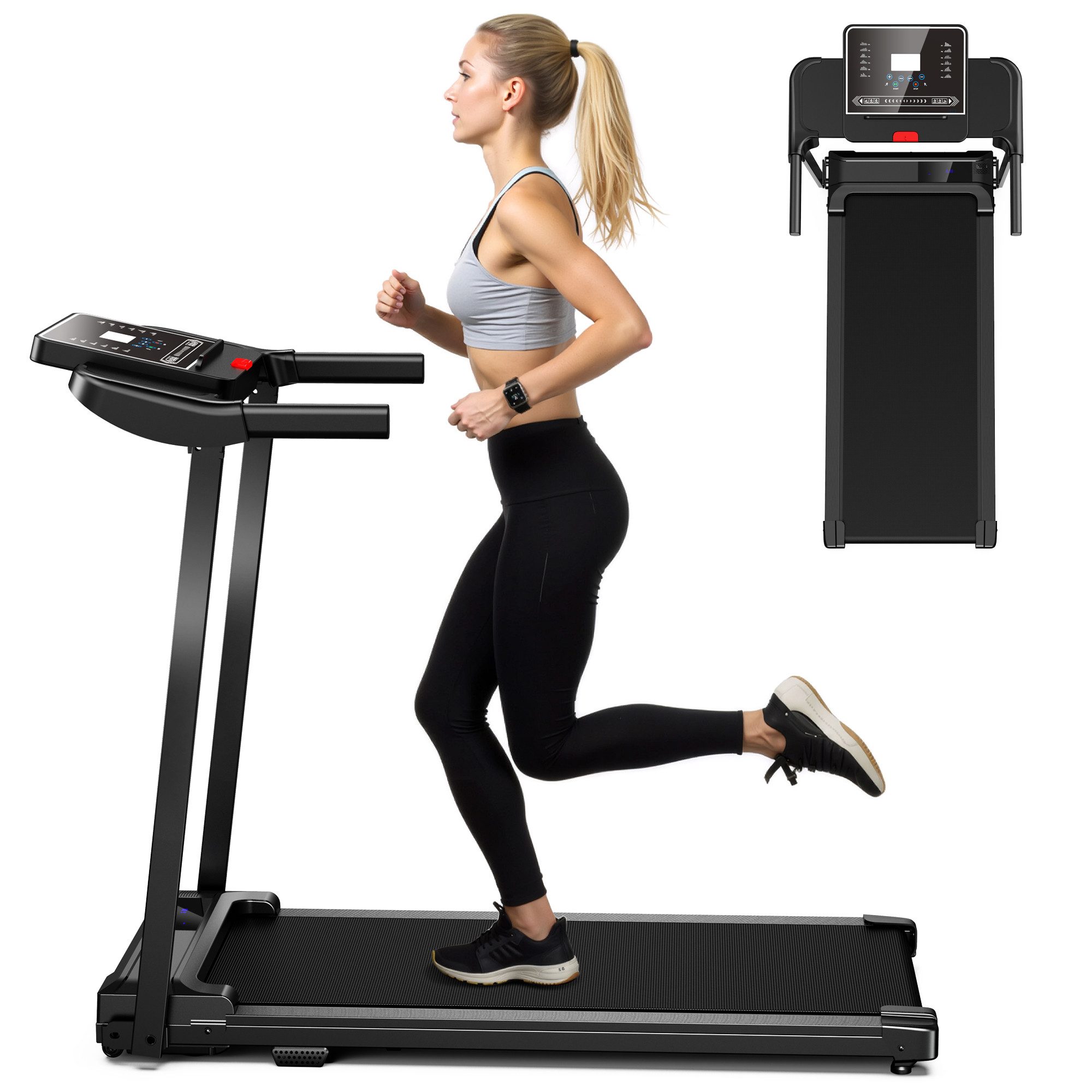 Favofit Laufband 3-in-1, 1–10 km/h, klappbar, 2,5 PS Peak, 12 Programme, 100×38 cm Lauffläche, bis 125 kg – platzsparend klappbar