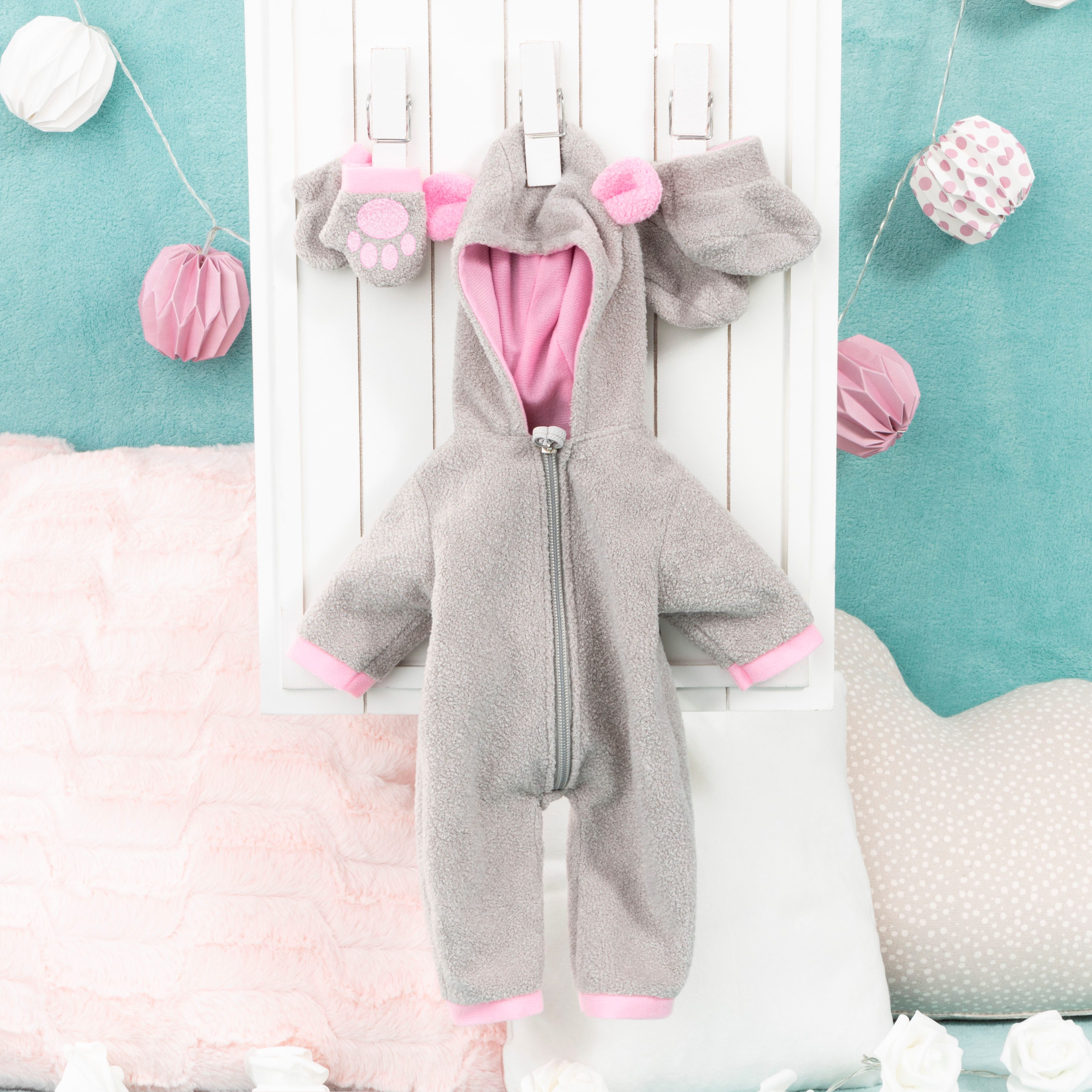 Bayer Puppenkleidung Plüschoverall 38-42 (Set, 3-tlg)