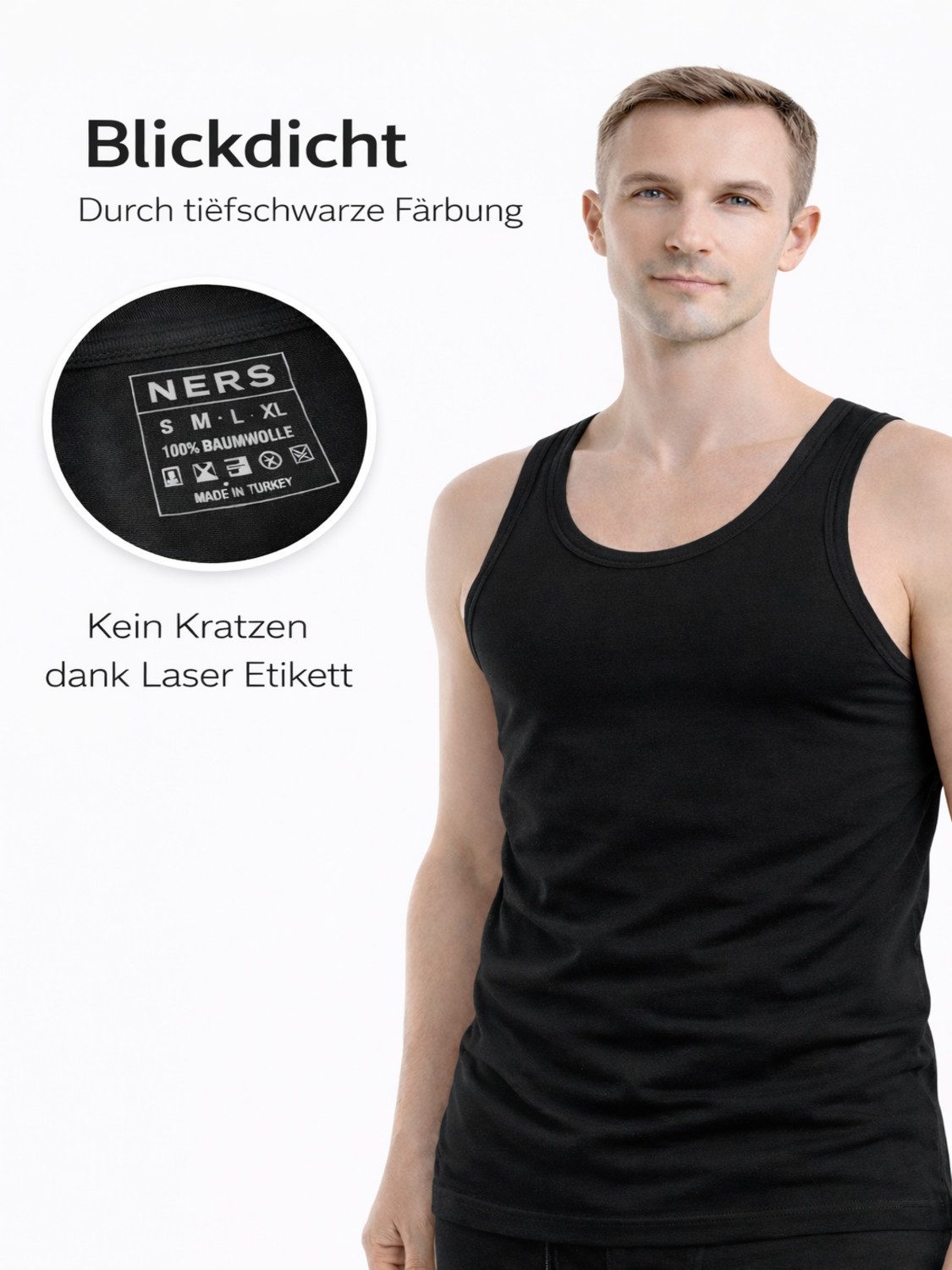 NERS Unterhemd (4er Pack) 100% Baumwolle für Herren Feinripp Tank Top, in Geschenkbox (4-St., 4er-Pack) Premium Qualität Unterhemden, atmungsaktiv & hautfreundlich