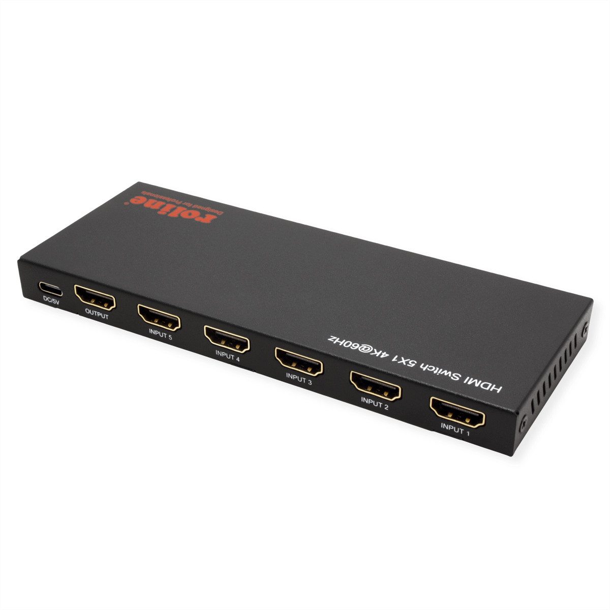 ROLINE 4K HDMI Switch, 5-fach Audio- & Video-Adapter, mit Fernbedienung