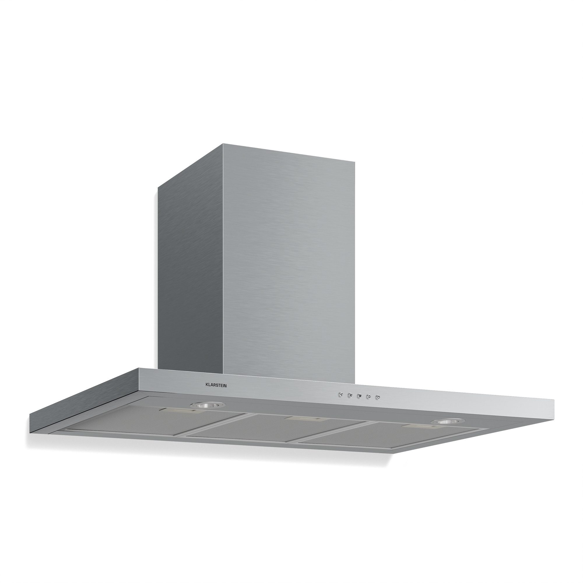 Klarstein Deckenhaube Limelight Serie Limelight Wandhaube 90 cm 600 m³/h A++ Edelstahl Aluminium Aktivkohle Schornsteinhaube Wandhaube mit Aluminium-Filter & Ablage 90 cm