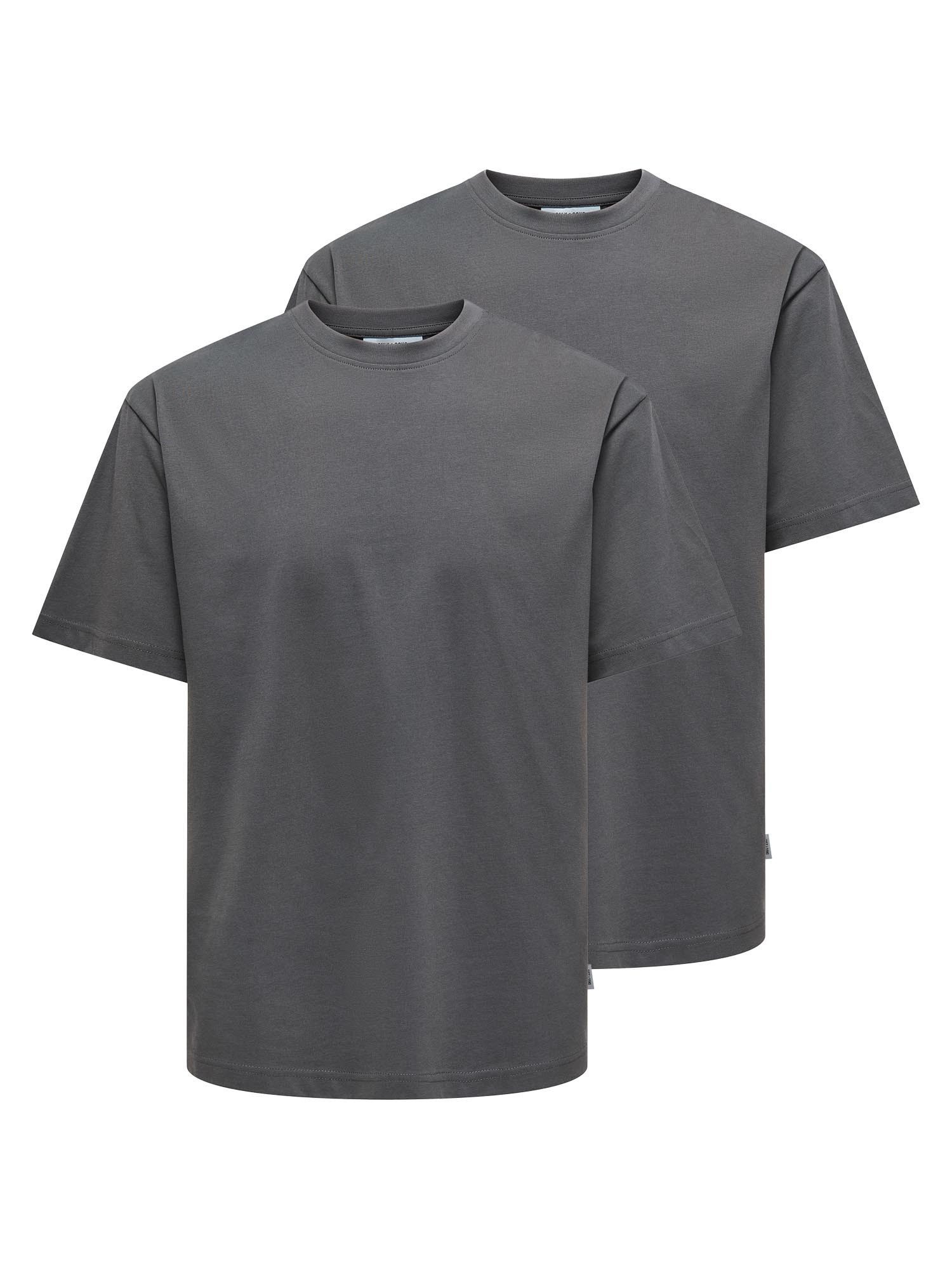 ONLY & SONS T-Shirt 2er Pack Onsfred (Spar-Set, 2-tlg) T-Shirt - Baumwolle - Atmungsaktiv - Locker geschnitten