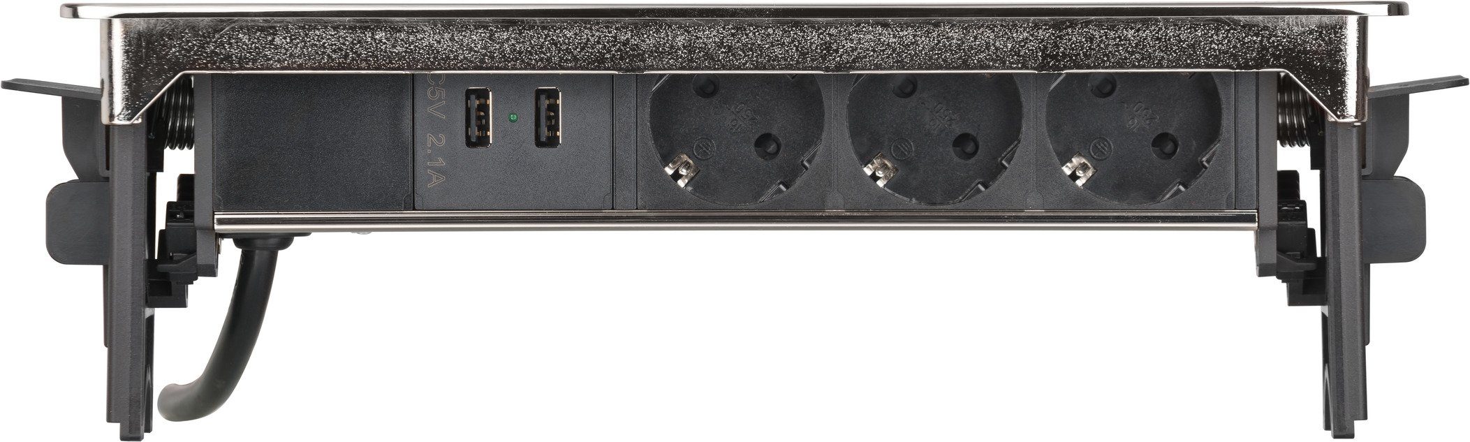 Brennenstuhl Indesk Power 3-fach m), Steckdosenleiste USB-Charger Ladebuchsen 2 (Kabellänge USB mit 2