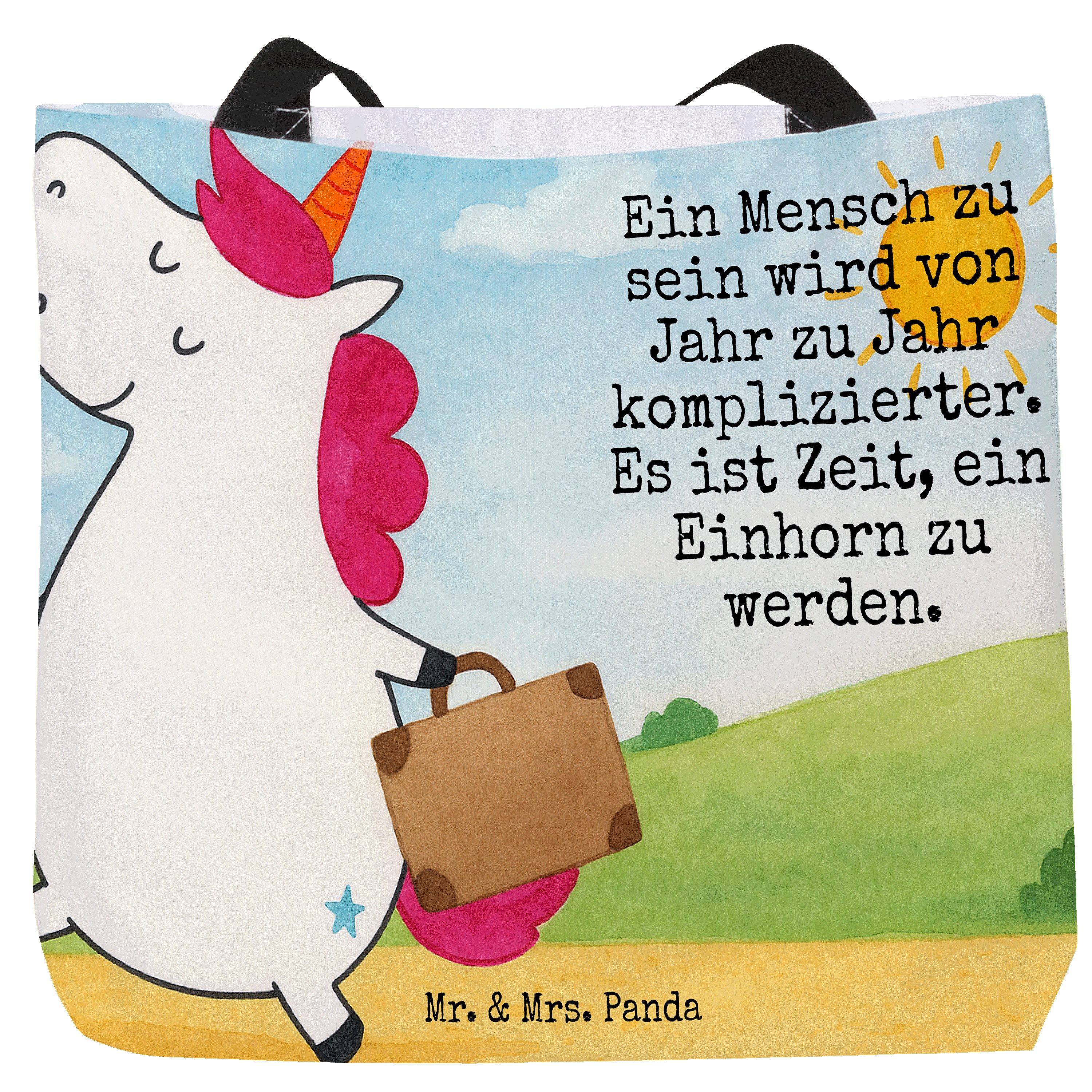 Shopper Einhorn Koffer Design, Tote Bag, Weiß, Bag, Lustig, Spaß, Strandtasch