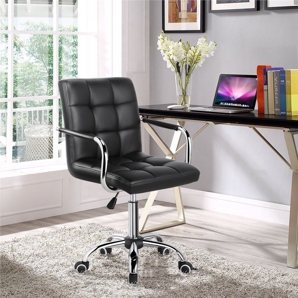 Bürostuhl Schwarz Drehstuhl Chefsessel, ergonomischer höhenverstellbar Yaheetech
