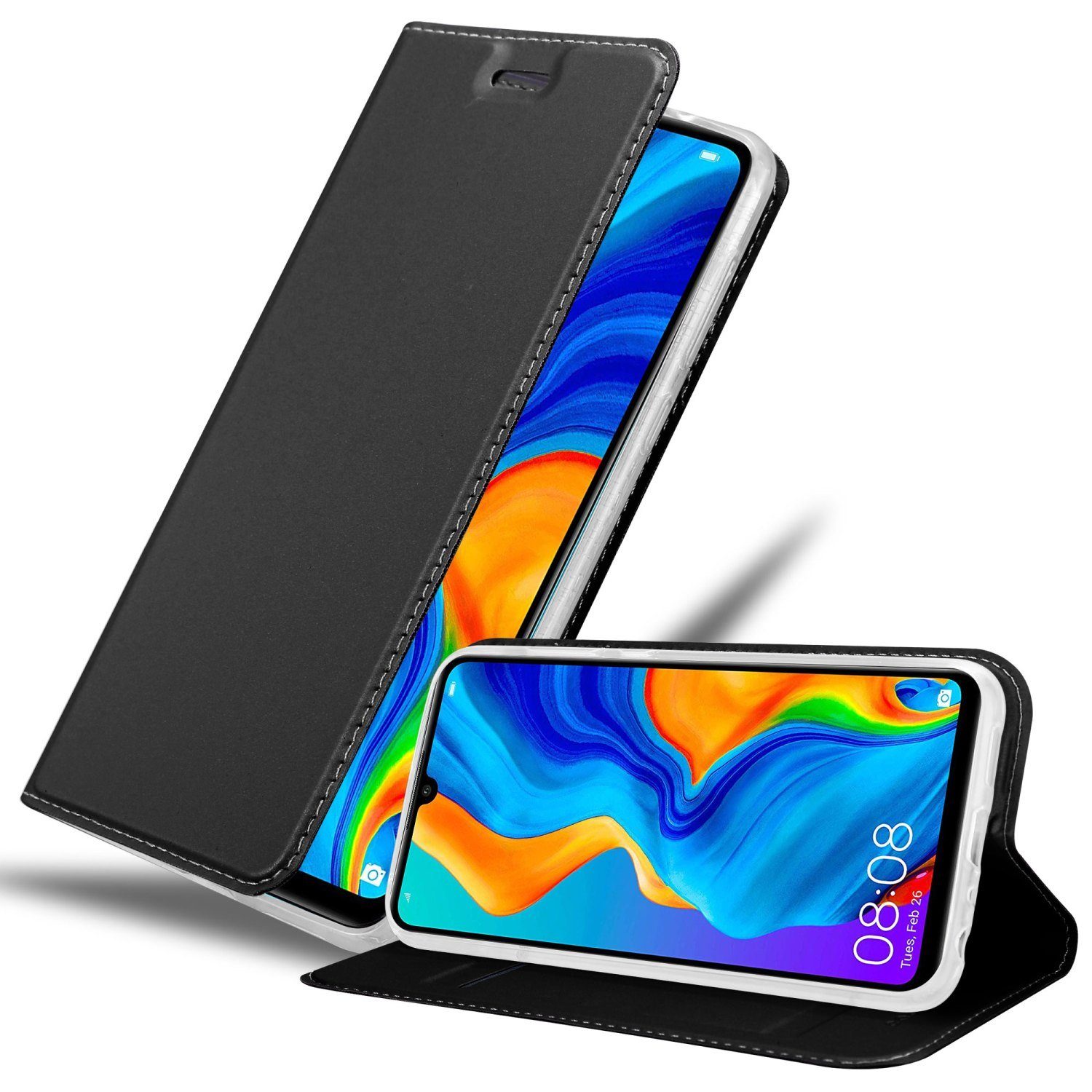 Cadorabo Handyhülle für Huawei P30 LITE Hülle Huawei P30 LITE, Schutzhülle Hülle mit Standfunktion, Magnetverschluss und Kartenfach