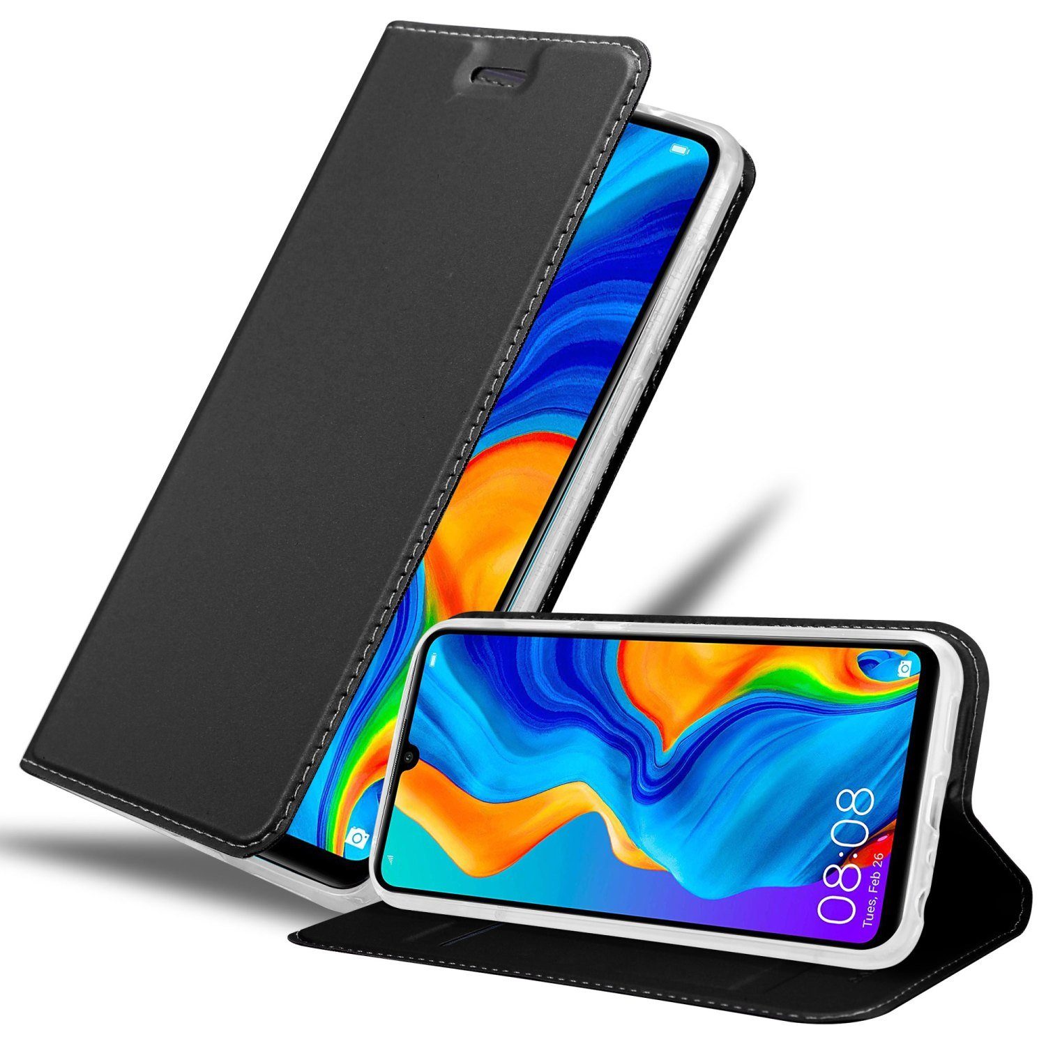 Cadorabo Handyhülle Huawei P30 LITE Huawei P30 LITE, Klappbare Handy Schutzhülle - Hülle - mit Standfunktion und Kartenfach