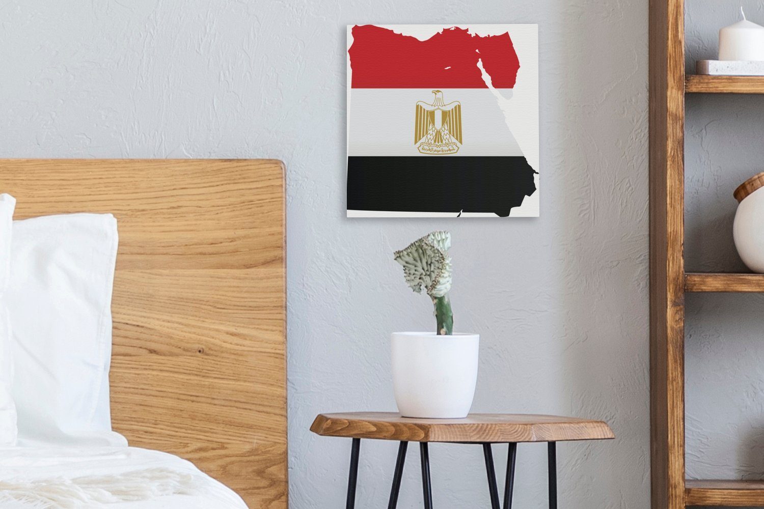 Schlafzimmer OneMillionCanvasses® mit ägyptischen für Ägypten Flagge, Illustration der Leinwandbild der von Bilder Leinwand Karte St), (1 Wohnzimmer