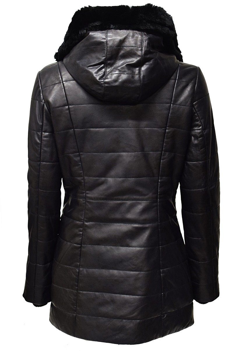 Zimmert Leather Ledermantel Cindy weiches, gestepptes Leder mit Kapuze