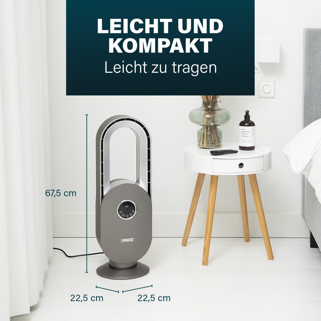 PRINCESS Standventilator Princess 351500 Bladeless Fan - Timerfunktion - Oszillierend, Timerfunktion - Oszillierend