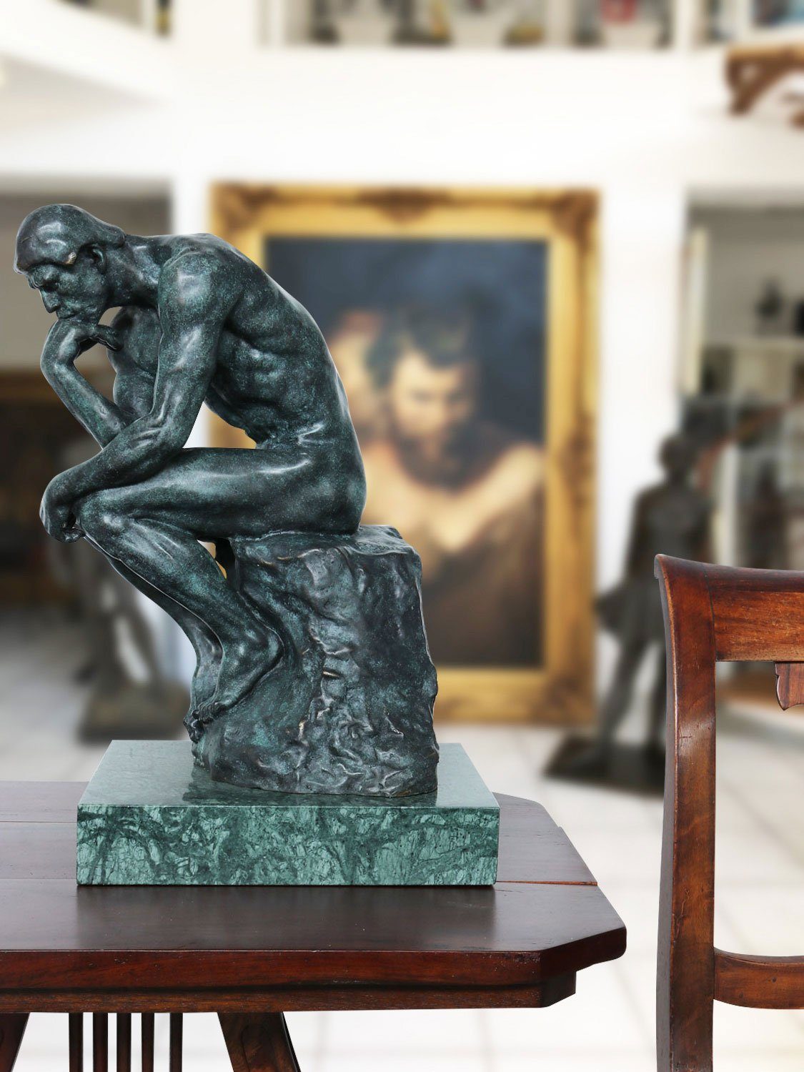 Skulptur Aubaho nach Bronzefigur Bronzeskulptur Skulptur Rodin Antik-Sti Bronze Denker