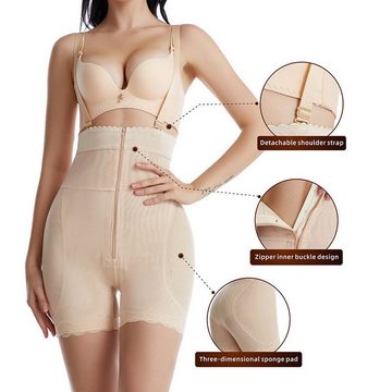 AUKUU Shaping-Body Schmale bauchkontrollierende Hose mit hoher Taille Hose zur Verschlankung der Korsetttaille Brustreißverschluss Fake Po Riemen Po