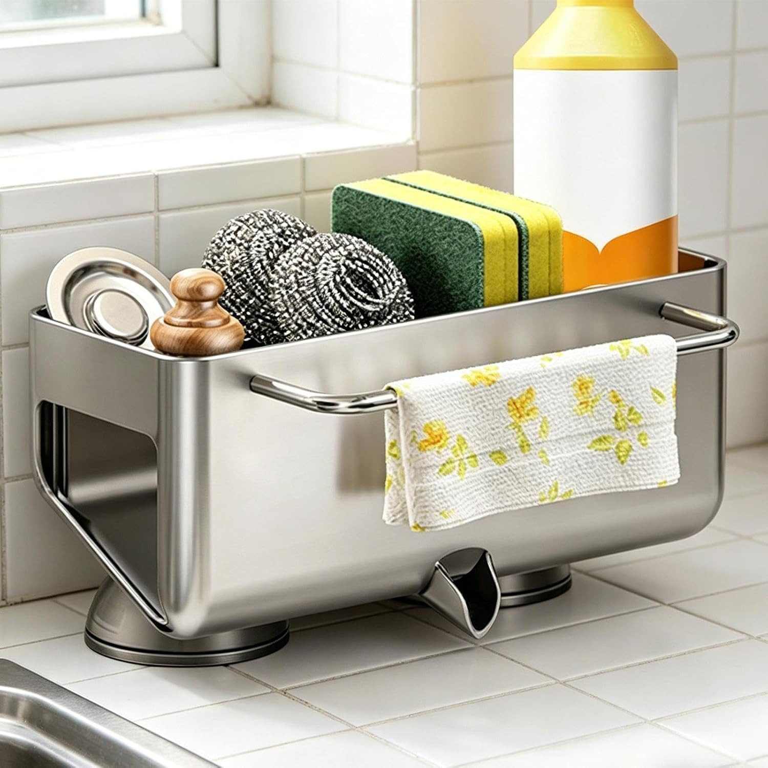 wohnTRAUM24 Küchenorganizer-Set Küchen Spülbecken Organizer, Sink Caddy Organizer, Schwammhalter, (Spülmittelhalter Küche, Abtropfhalter Küche,Küchenutensilien  – Bild 3 von 5