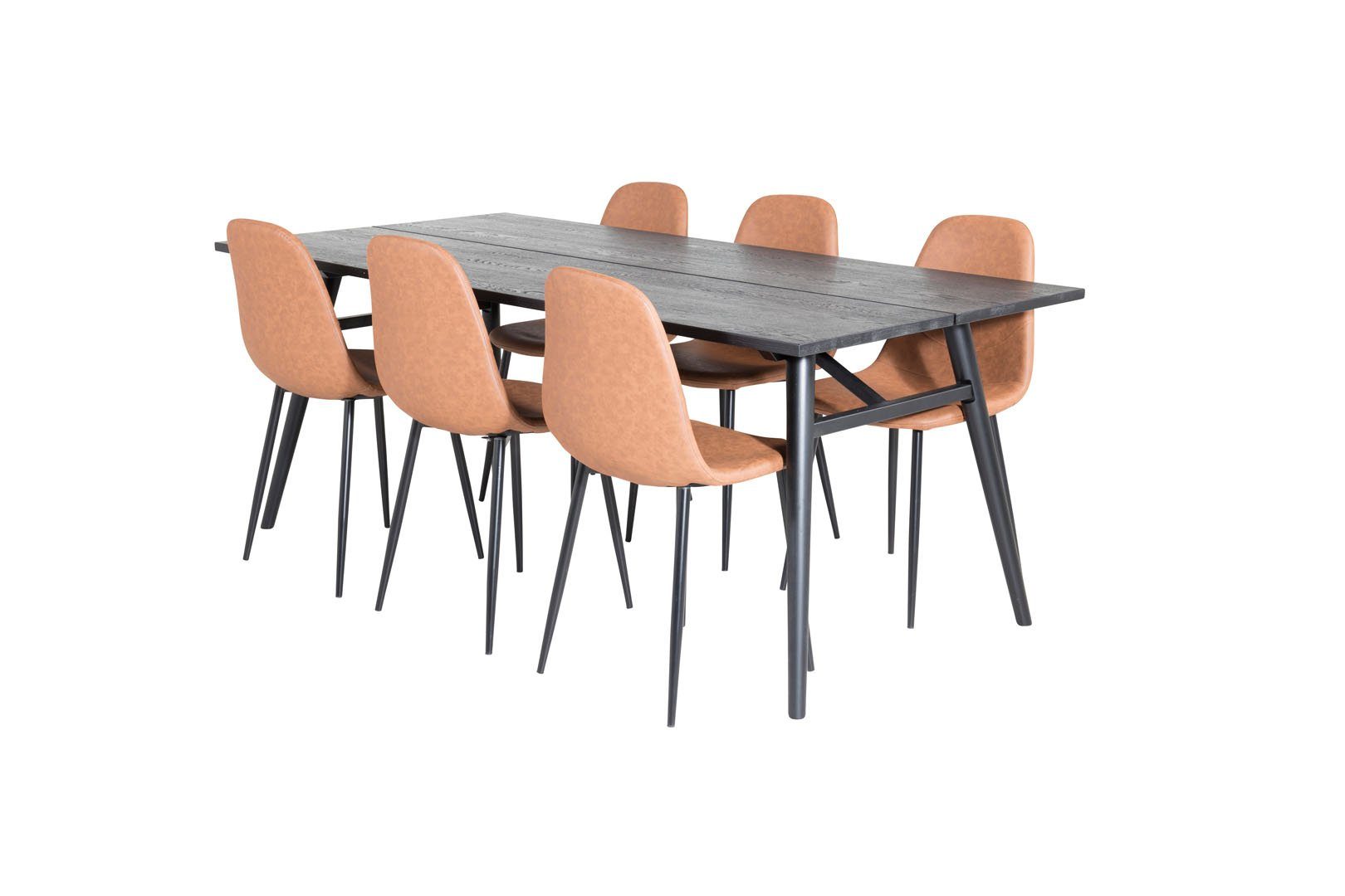 Tisch (7-tlg) Lä, Essgruppe Esstisch ausziehbarer Sleek Essgruppe schwarz;braun ebuy24