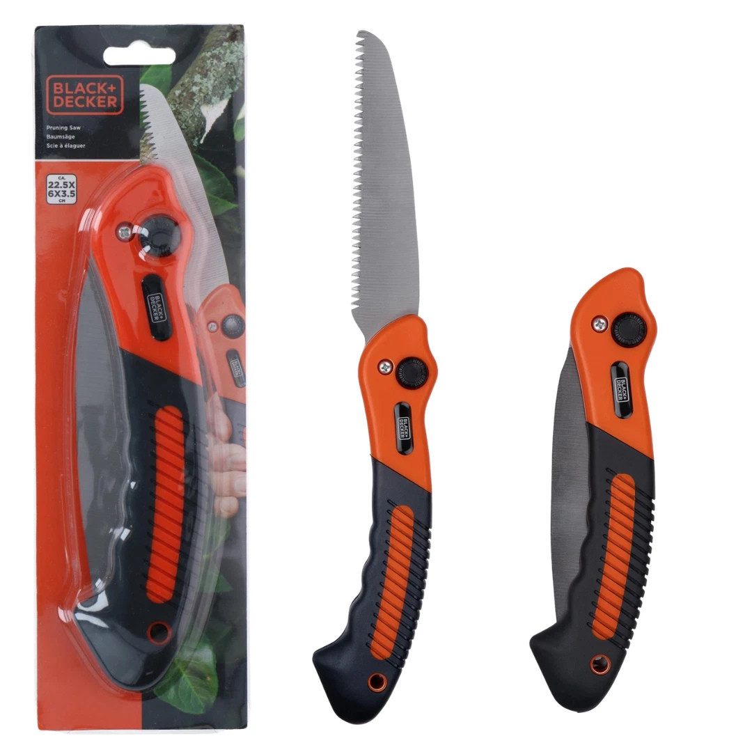 EDCO Klappsäge Black & Decker Klappsäge Astsäge Gartensäge Handsäge faltbar (1-St., Klappsäge mit zwei Schneidepositionen und klappbarem Griff), Klappbare Ausführung, Zwei Schneidepositionen