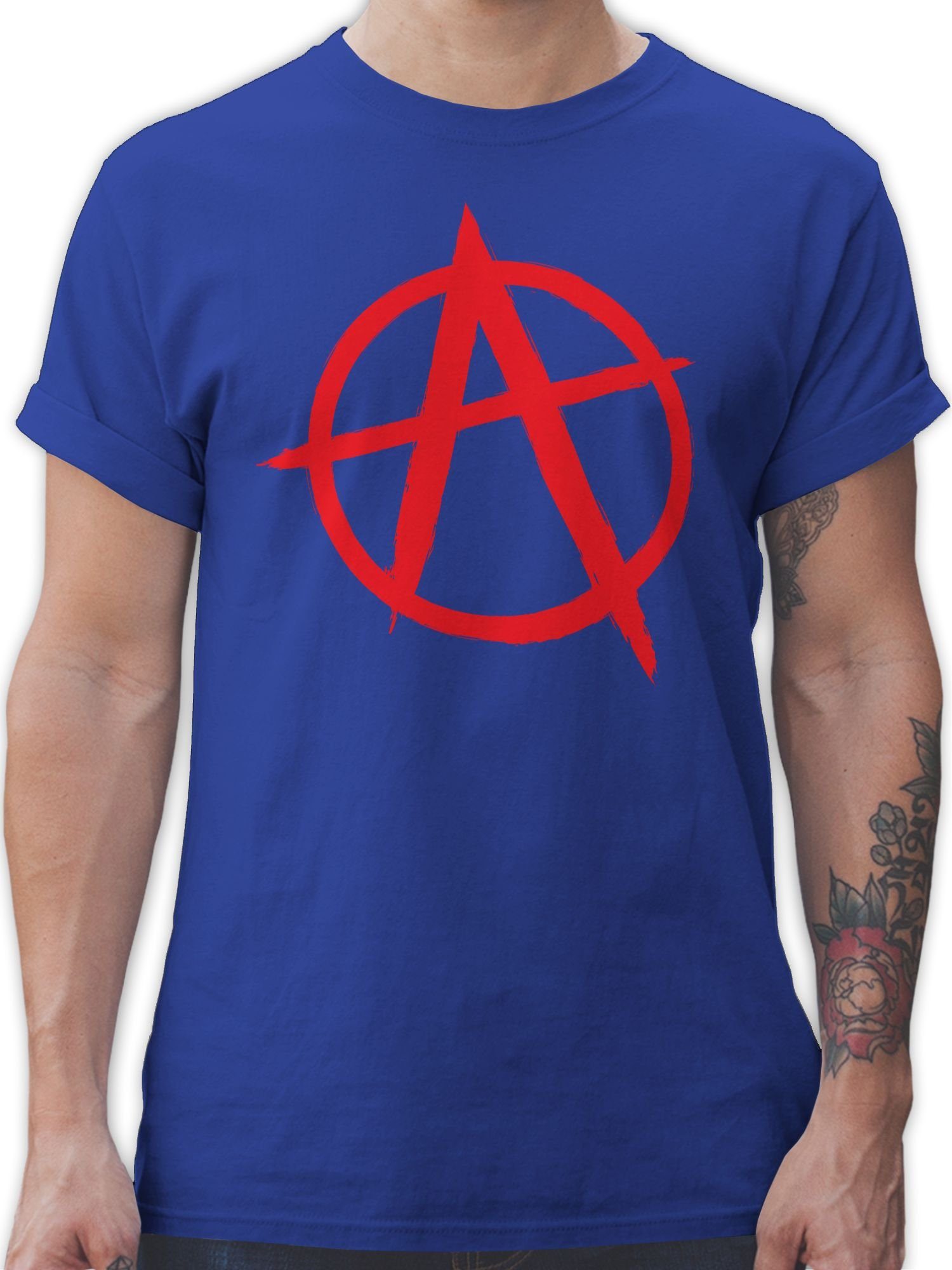 rot 3 Shirtracer Royalblau T-Shirt Anarchie Zubehör Festival A